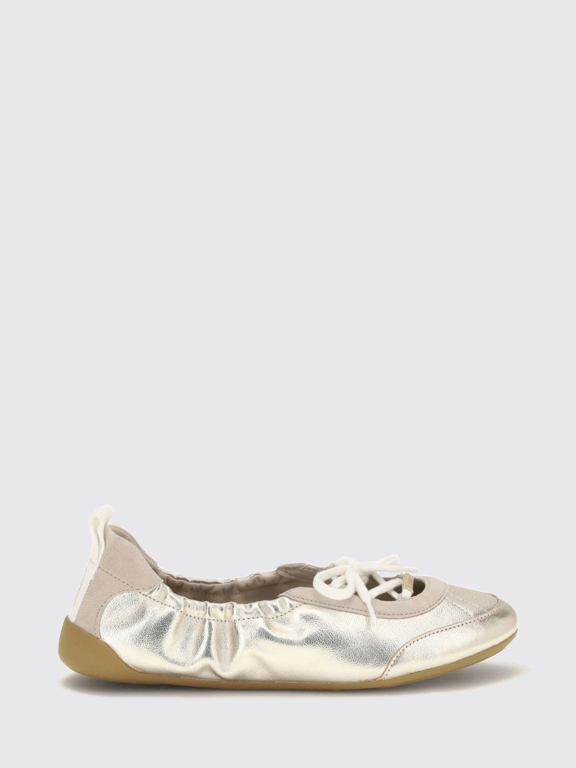 Chloé Kick Ruched Laminated Calfskin Leather Ballet Flats