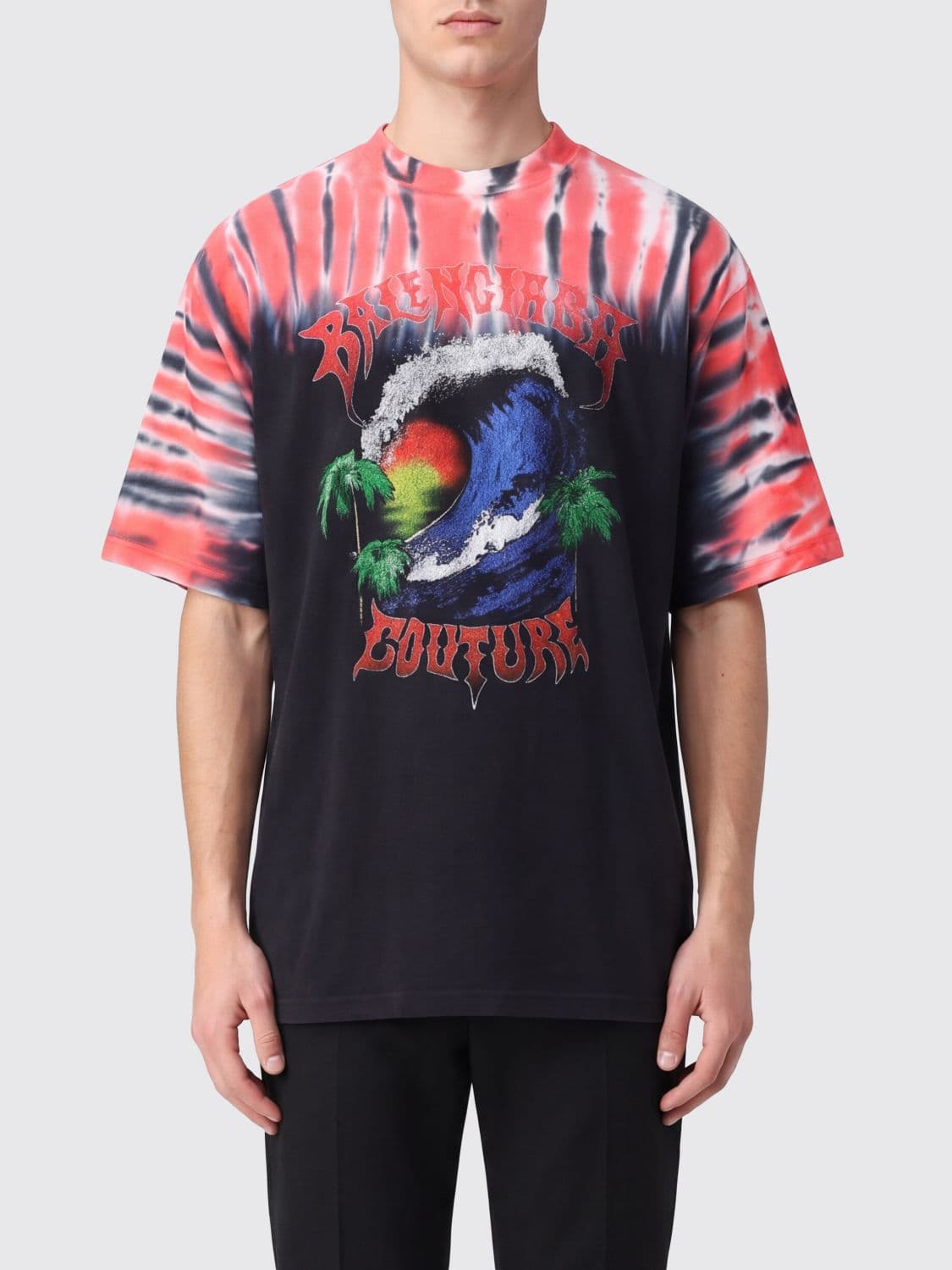 Balenciaga Cotton T-Shirt with Graphic Print and Dropped Shoulders