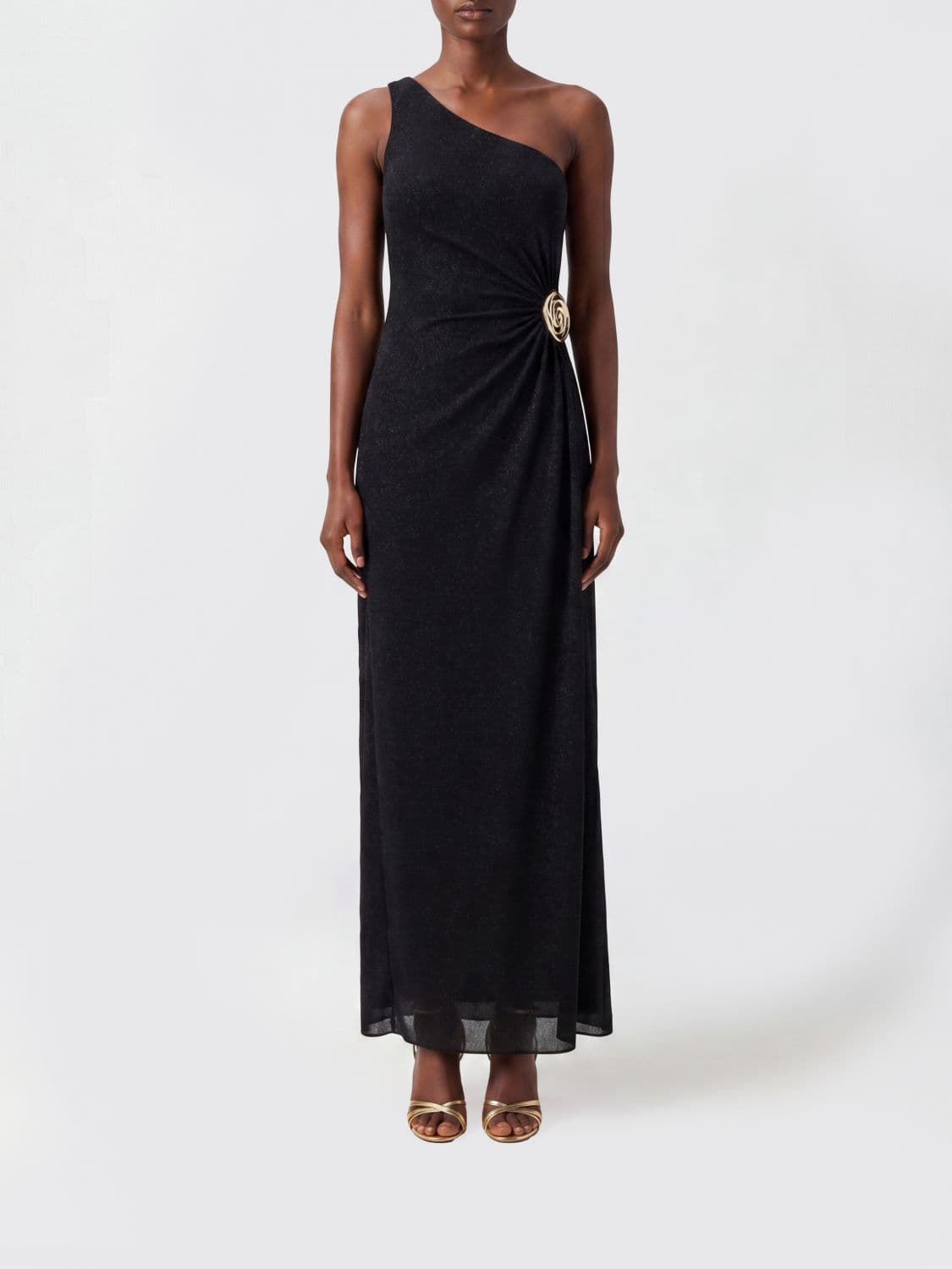 Oséree One-Shoulder Long Lurex Evening Gown