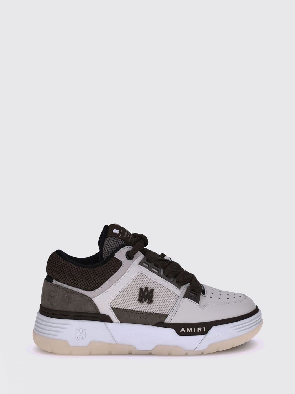 Amiri MA-1 Mid-Top Sneakers in Calfskin and Mesh with Perforated Toe