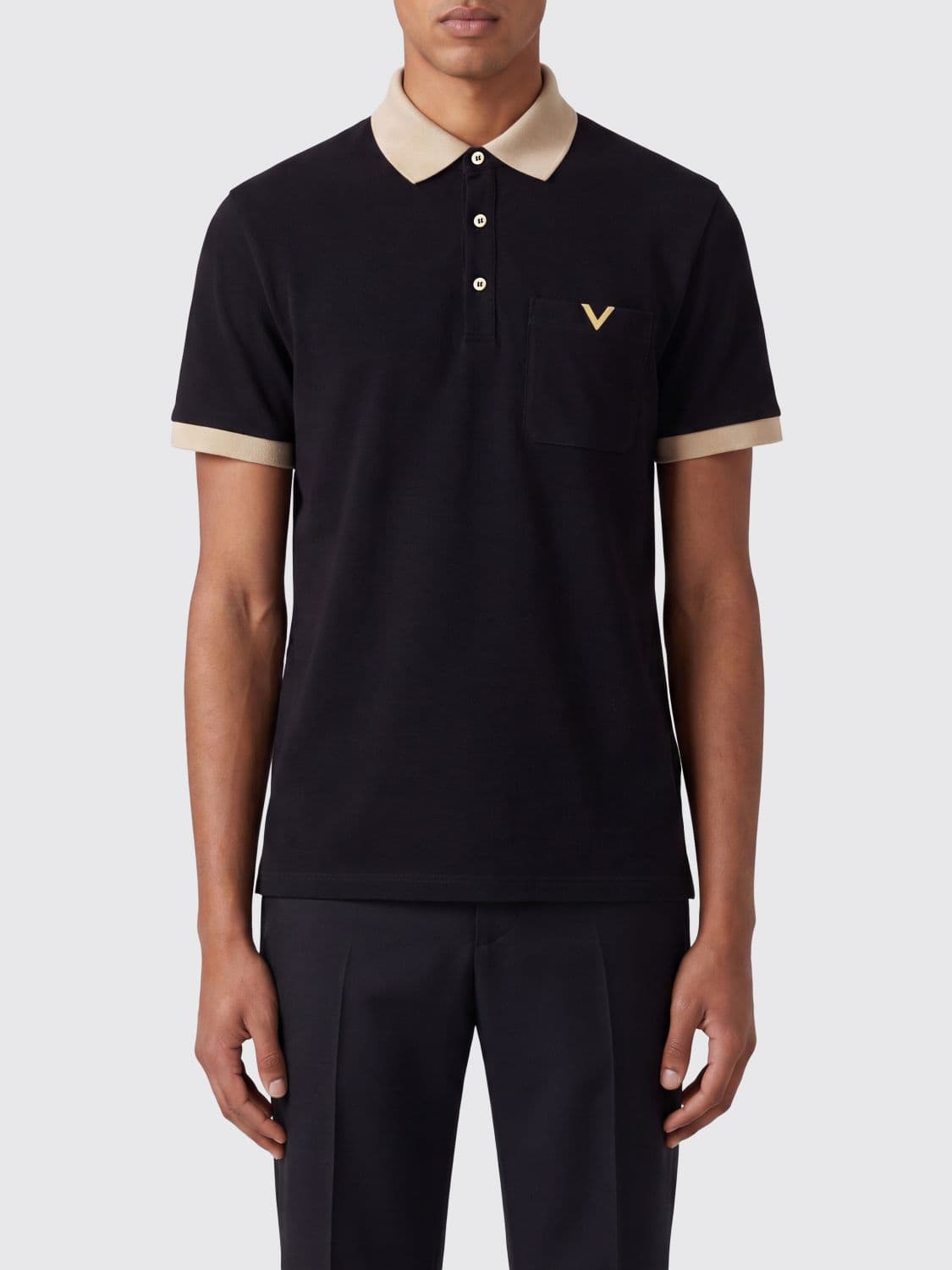 Valentino Garavani VLogo Signature Cotton Polo with Contrast Trims