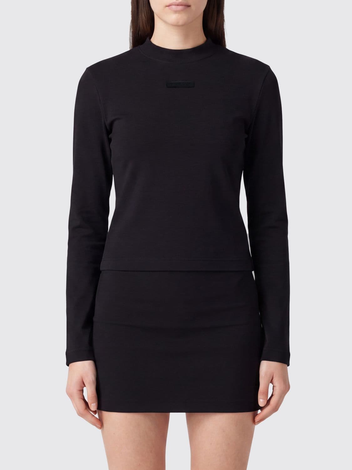 Jacquemus Slim Fit Long-Sleeved T-Shirt in Stretch Cotton with Contrast Logo