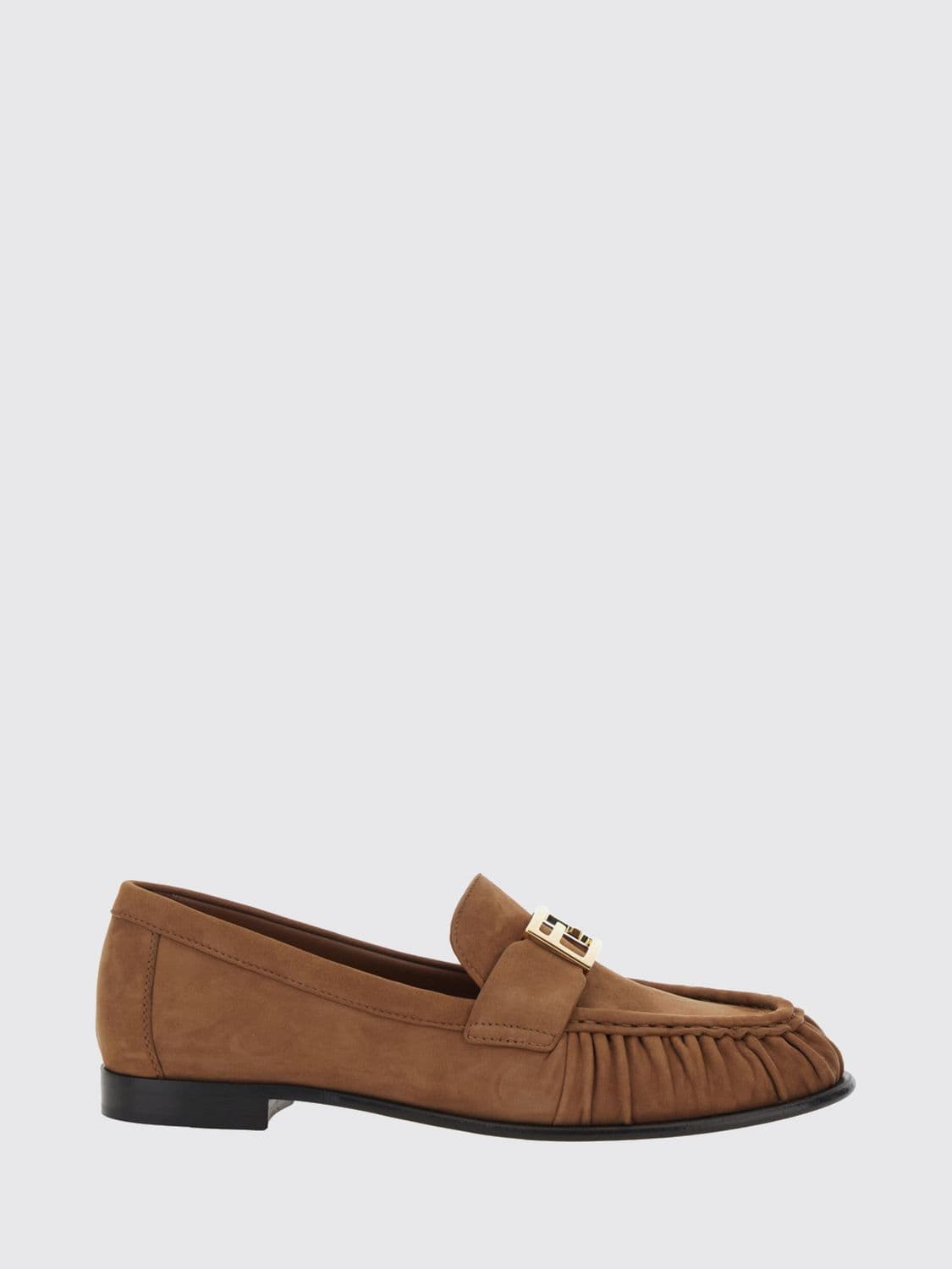Fendi Baguette Leather Penny Loafers with FF Monogram Buckle