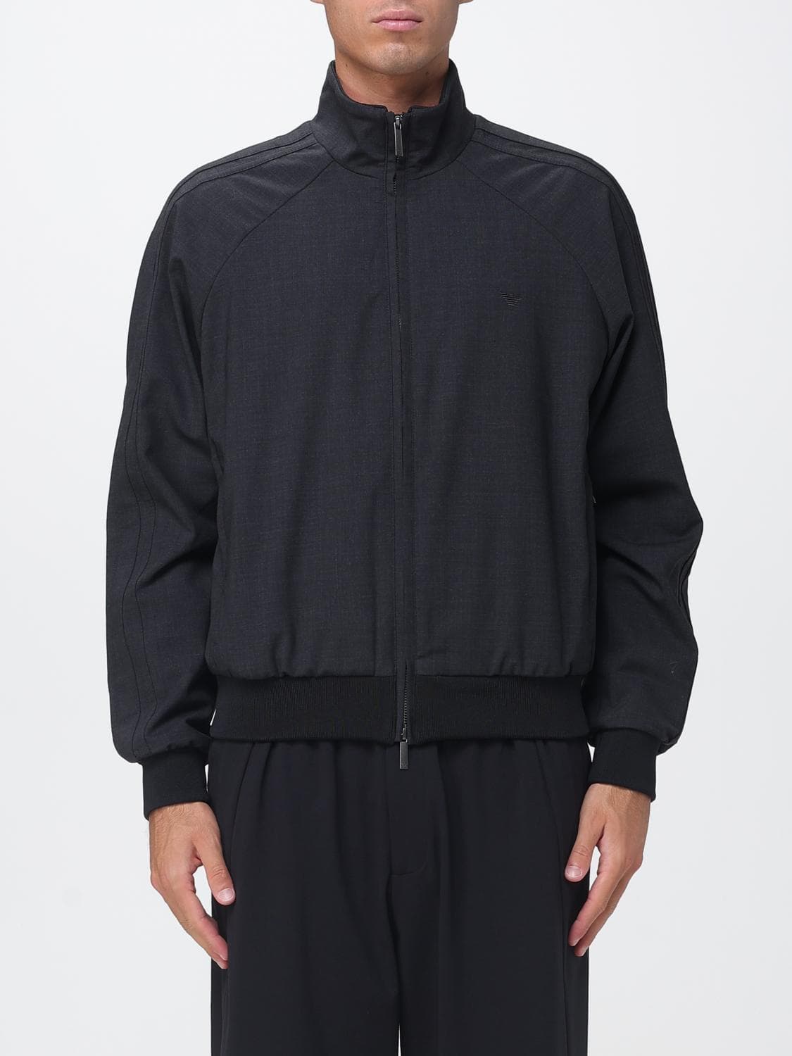 Emporio Armani Wool-Blend Bomber Jacket with High Neck and Tone-on-Tone Logo · 54
