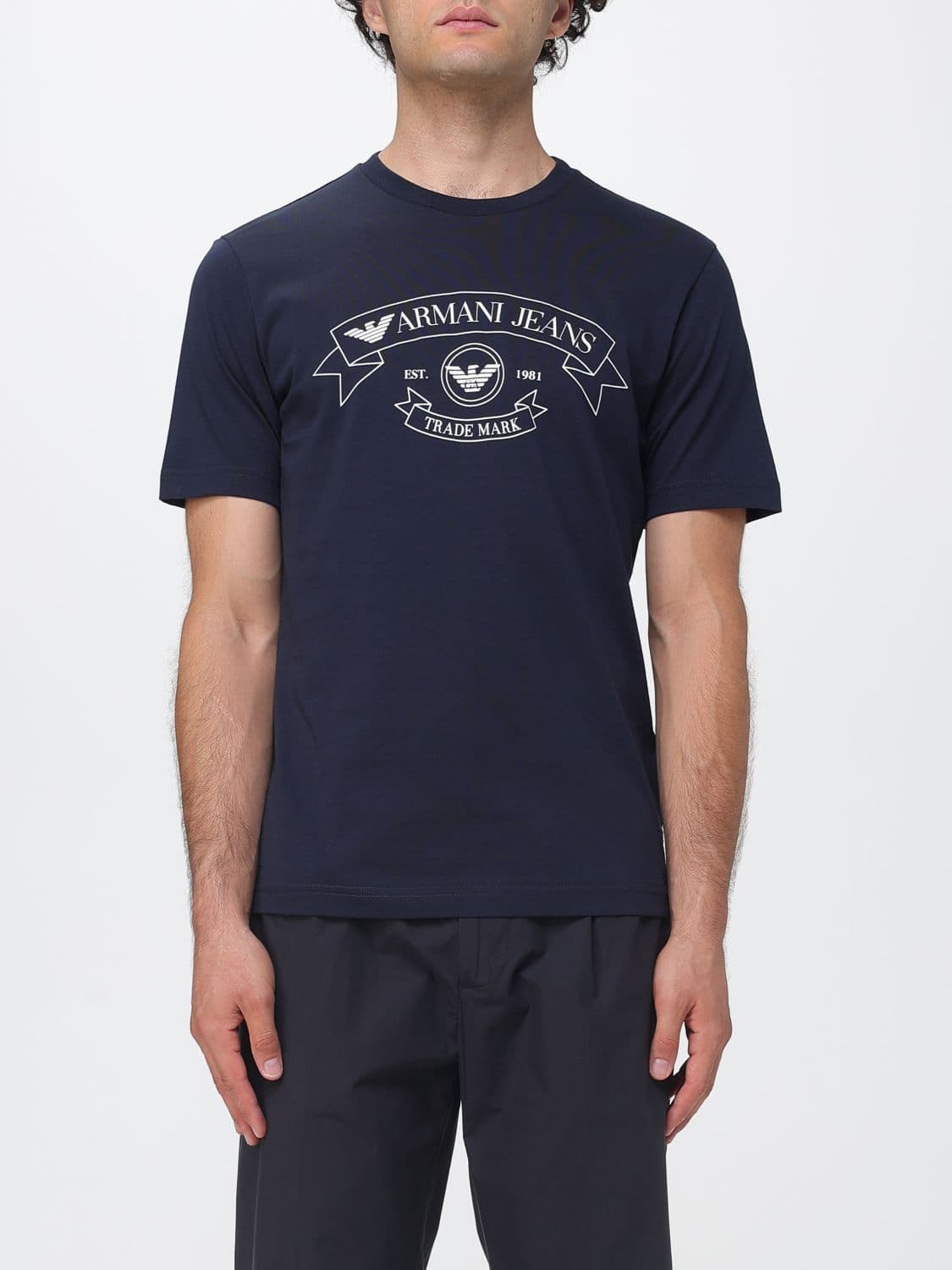 Emporio Armani Slim Fit Cotton T-shirt with Contrast Logo