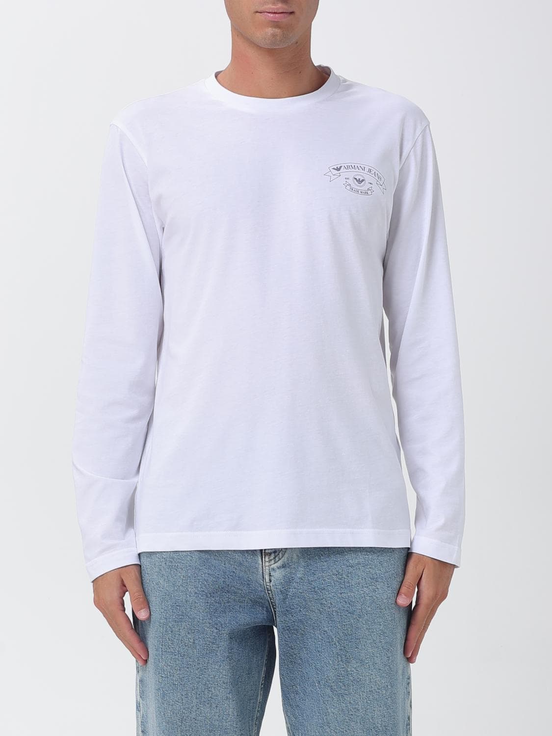 Emporio Armani Long-Sleeved Contrast Logo Cotton T-Shirt