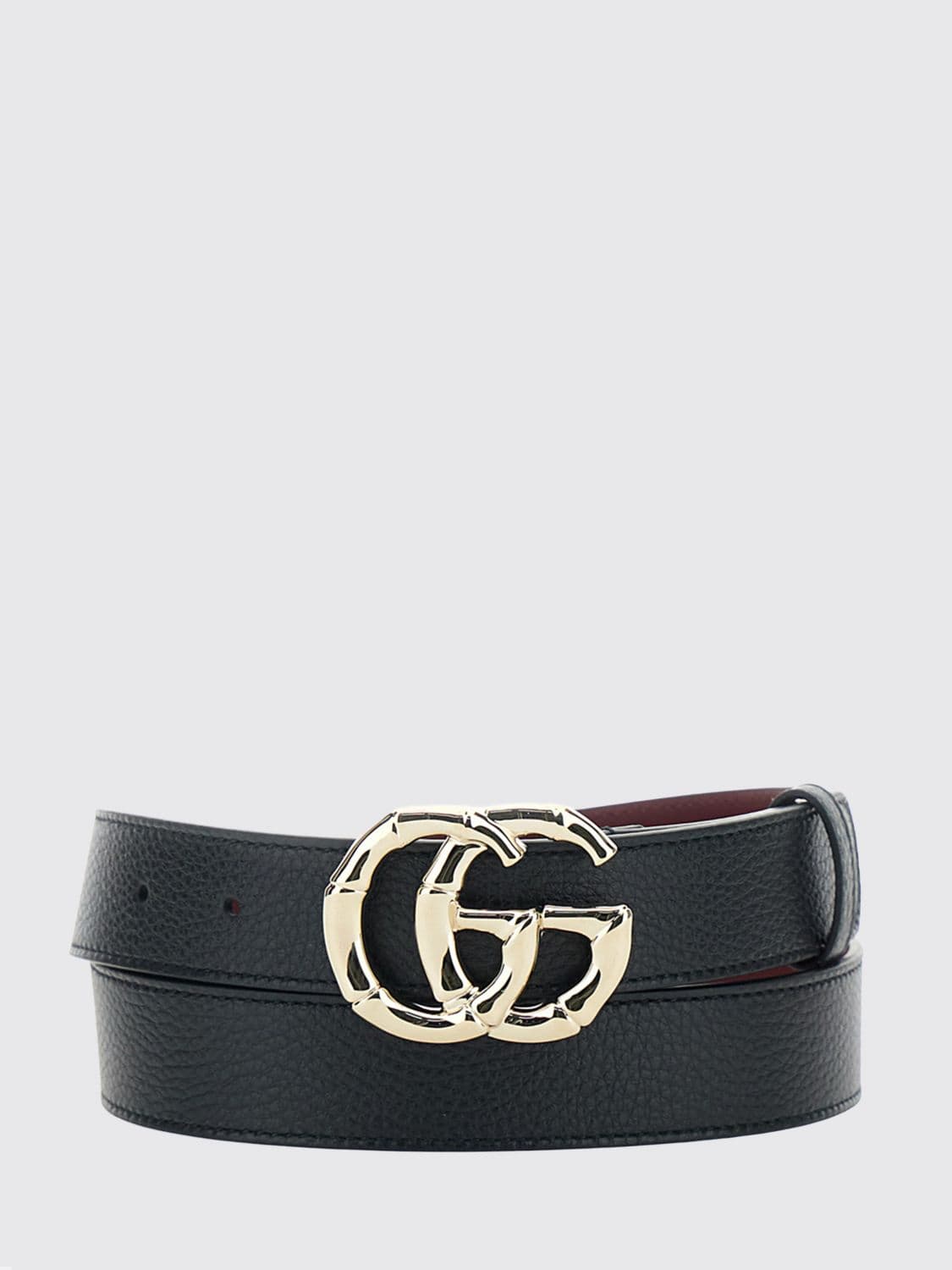 Gucci GG Marmont Grained Calfskin Leather Belt with Double G Buckle