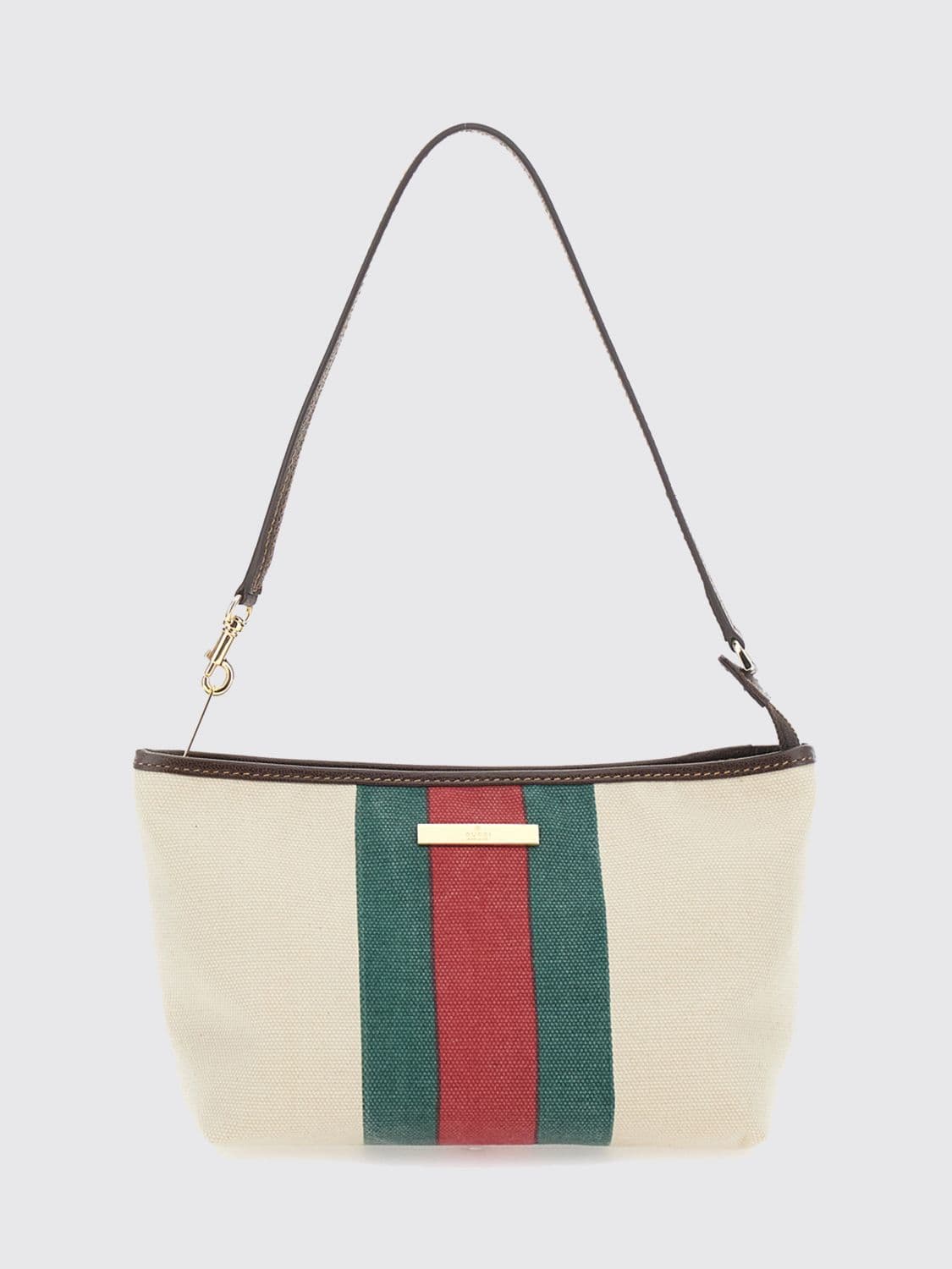 Gucci Mini Shoulder Bag in Cotton Canvas with Web Stripe and Leather Handle · OS