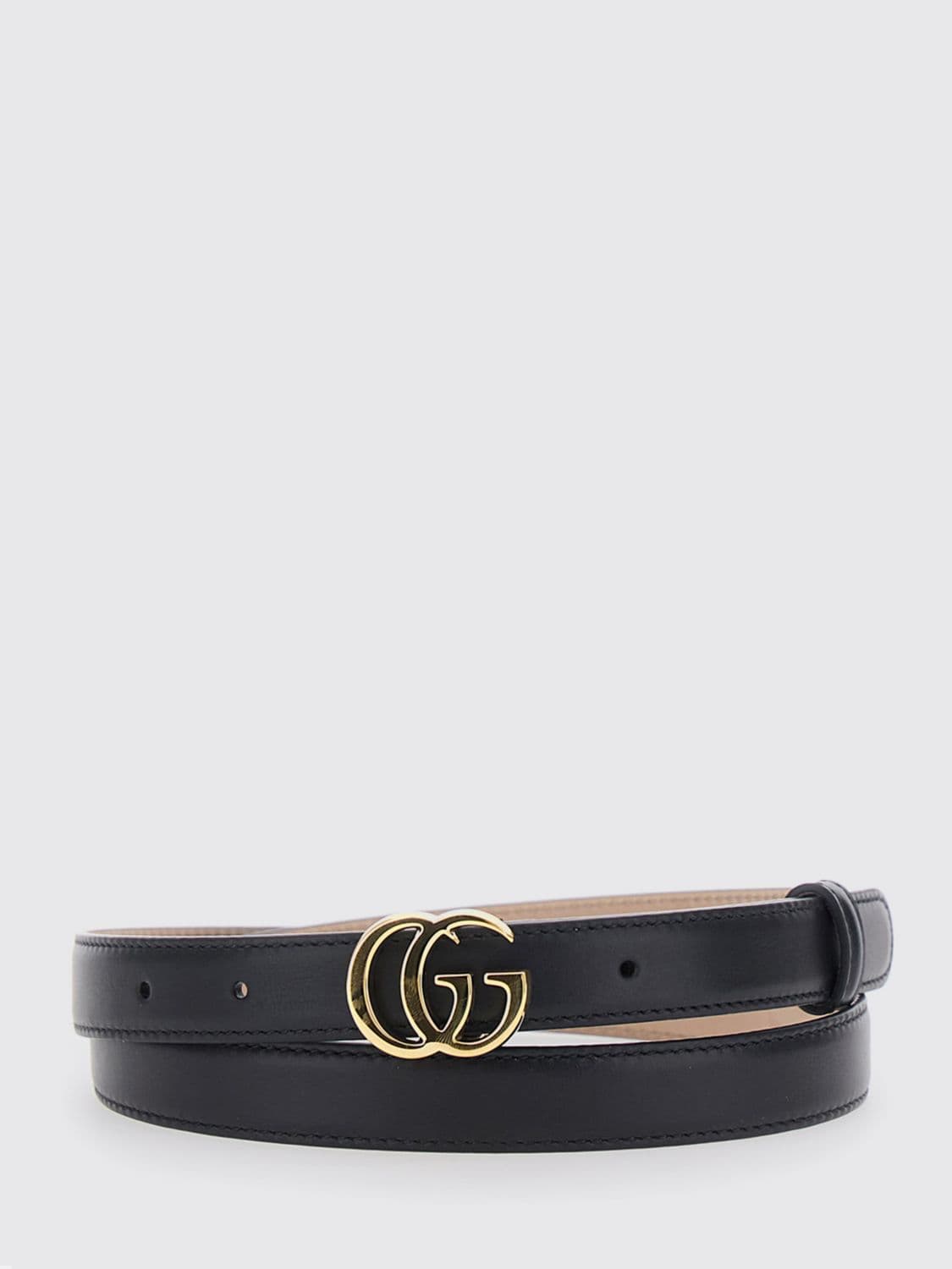 Gucci GG Marmont Slim Calfskin Leather Belt with Double G Buckle