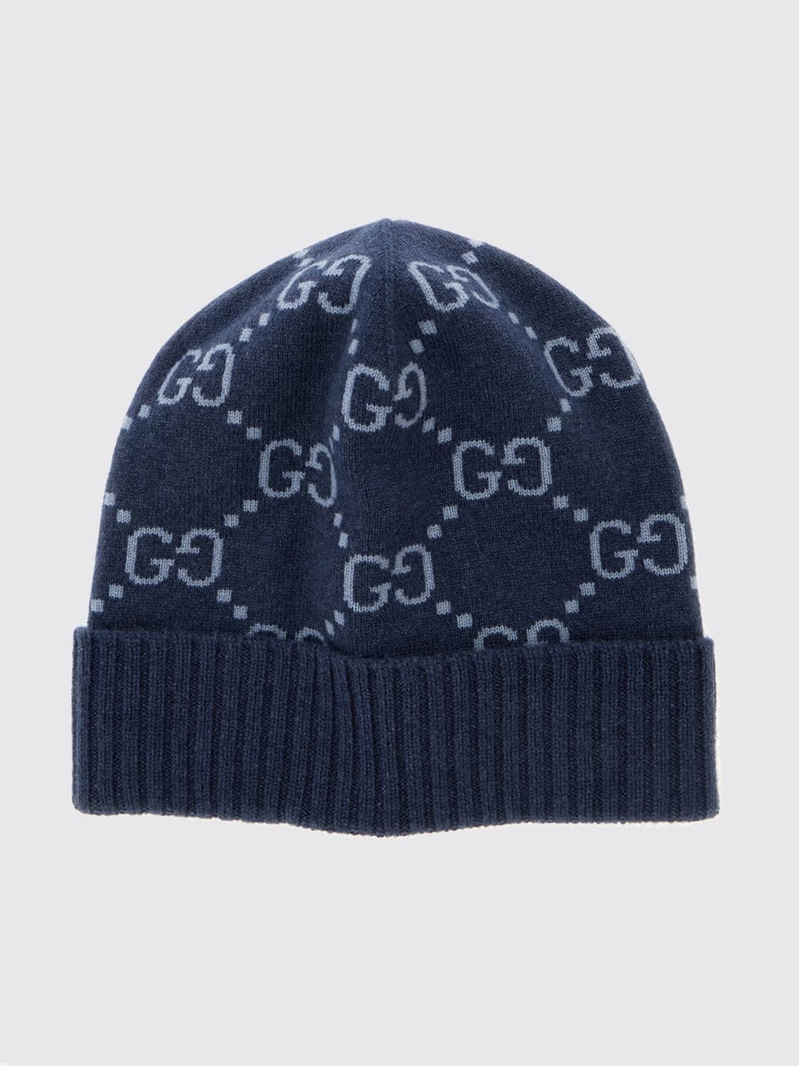 Gucci Jacquard GG-Monogram Cashmere Beanie with Ribbed Trim