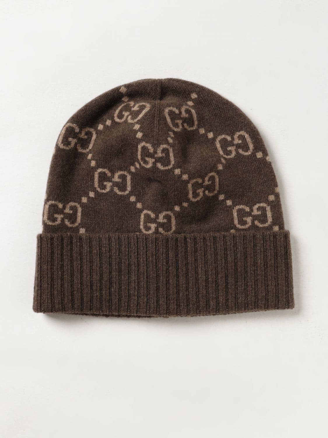 Gucci Jacquard GG-Monogram Cashmere Beanie with Ribbed Trim