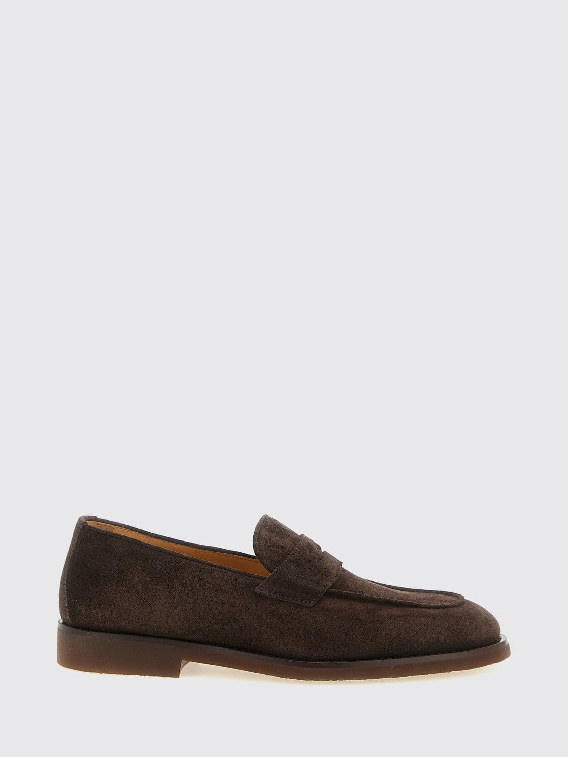 Brunello Cucinelli Suede Calfskin Penny Loafers with Rubber Sole