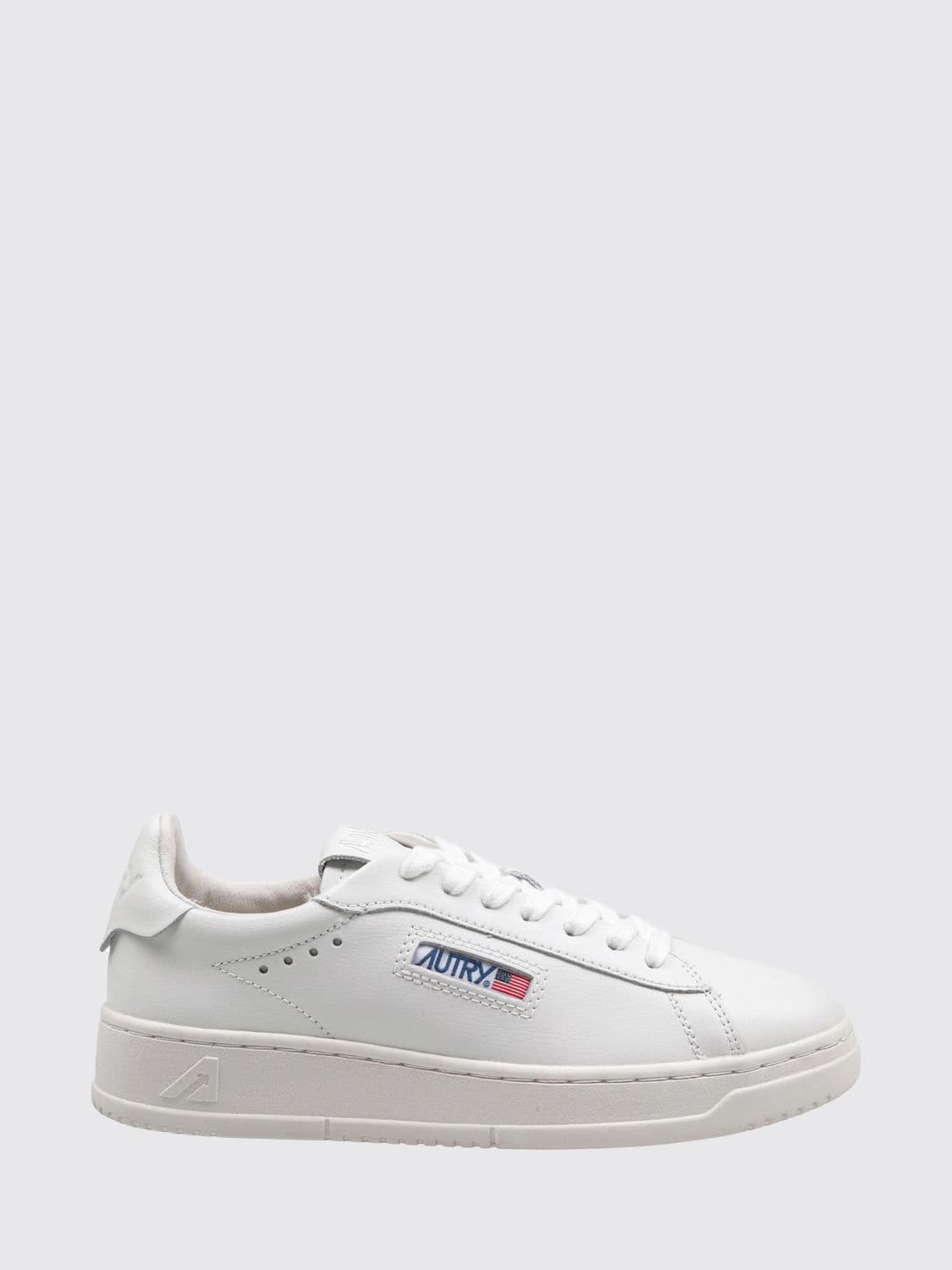 Autry Dallas Low Bicolour Calfskin Leather Trainers with Padded Low-Top Ankle