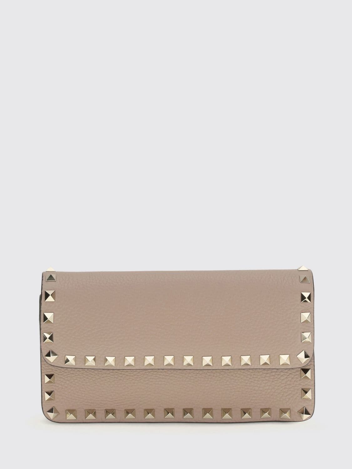 Valentino Garavani Rockstud Wallet on Chain in Grained Calfskin with Studs
