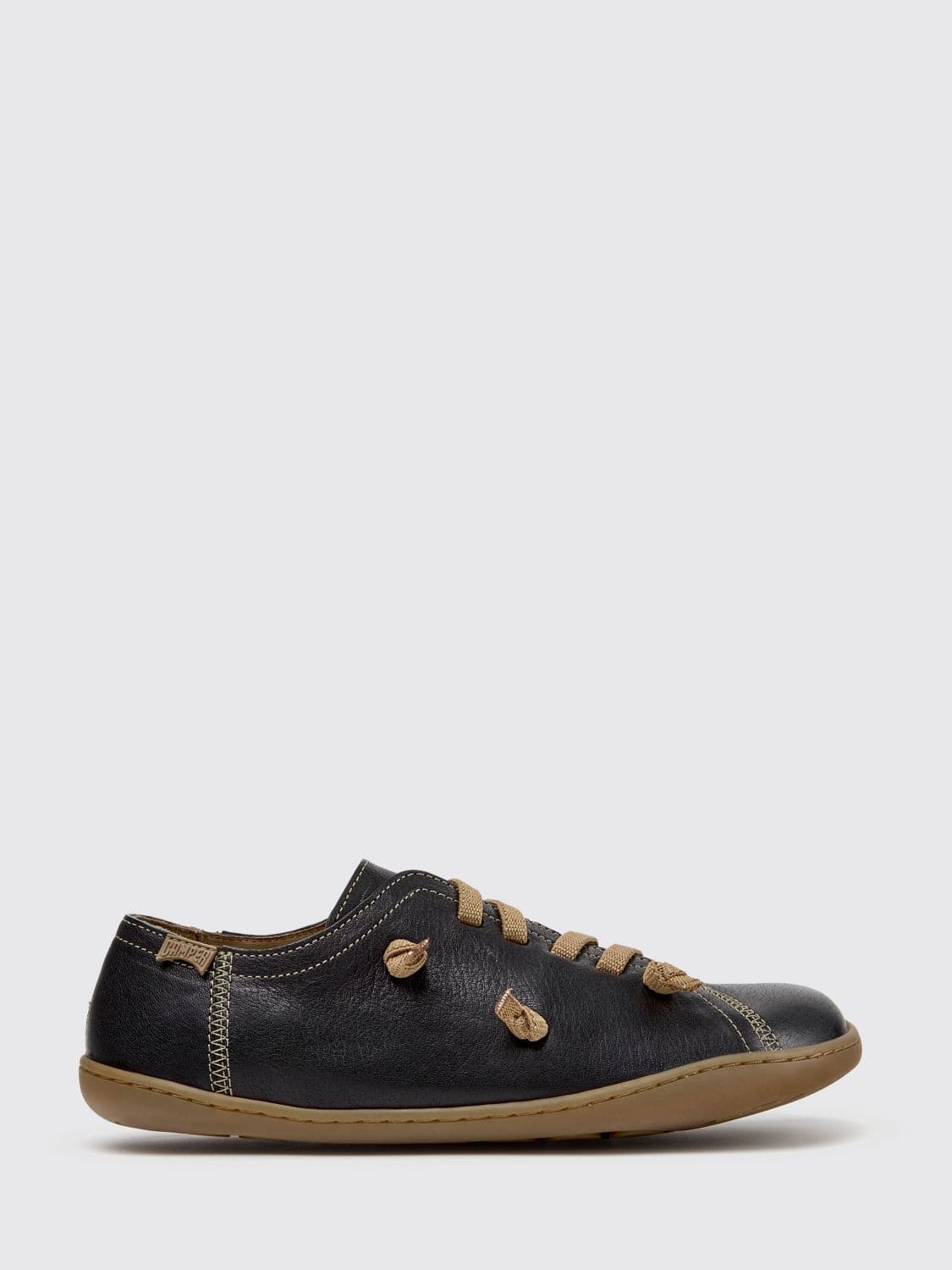 Camper Twins Grained Leather Slip-On Trainers with Elasticated Laces