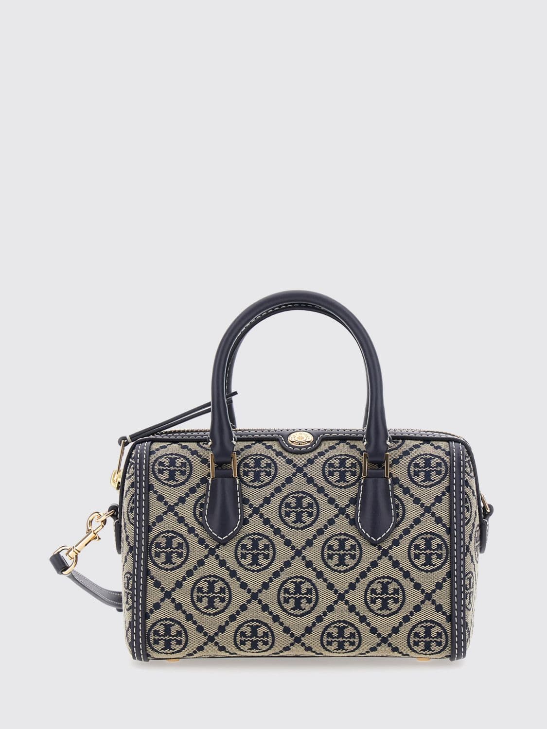 Tory Burch T Monogram Mini Jacquard Canvas Boston Bag with Double Handle · OS