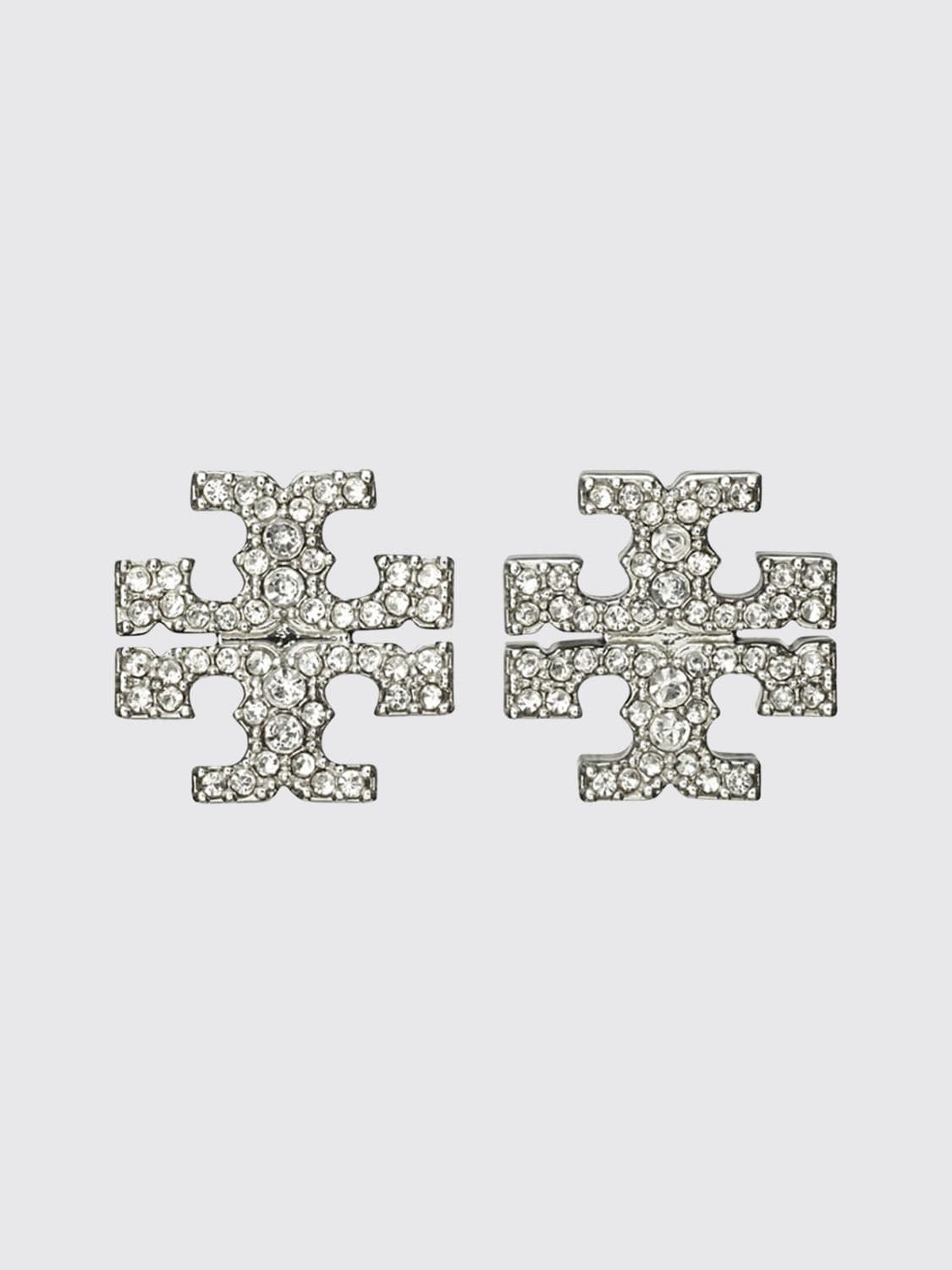 Tory Burch Icon Pavé Crystal Stud Earrings in Brass with Double T Logo · OS