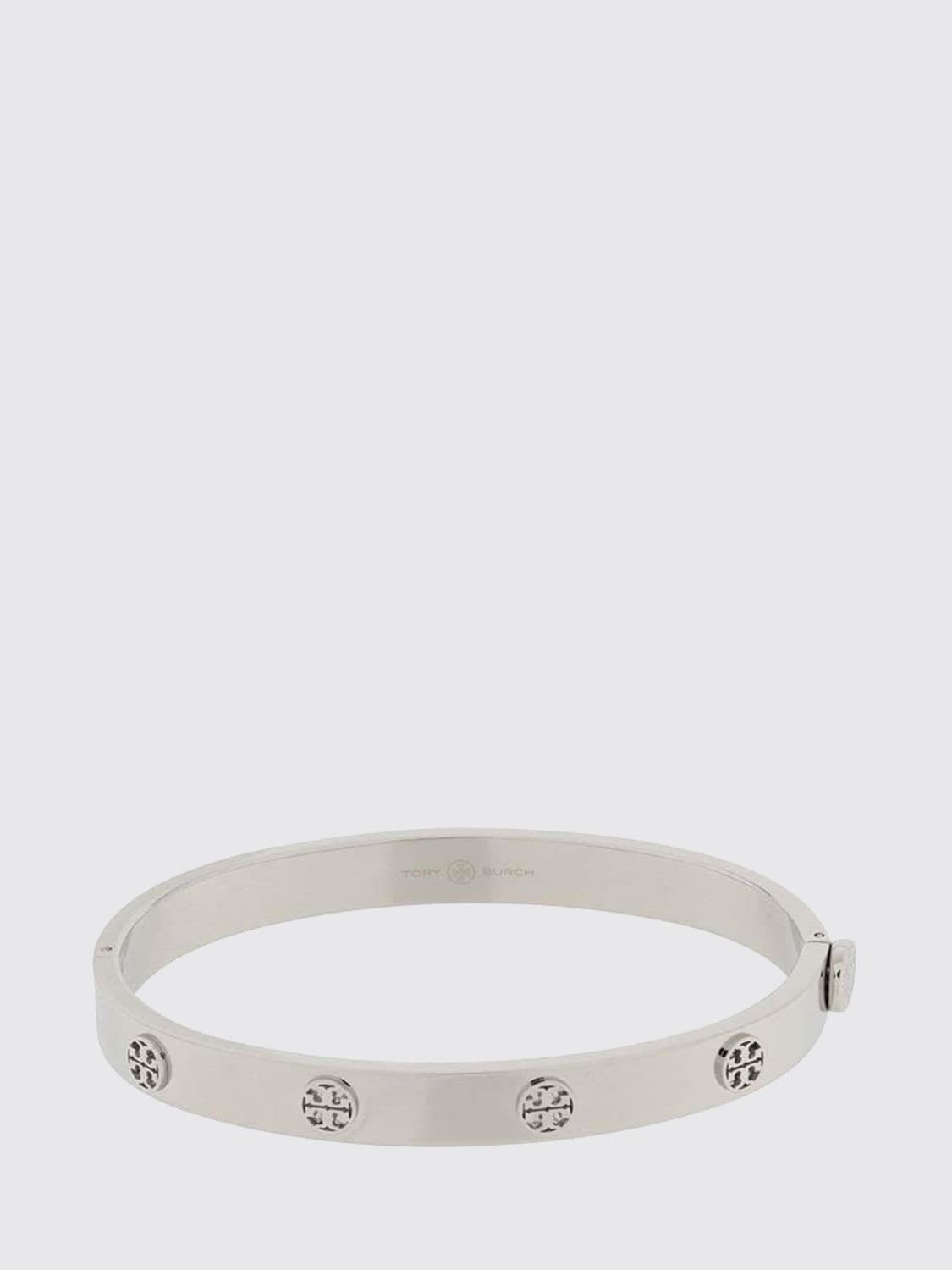 Tory Burch Miller Bangle Bracelet in Steel with Embossed Double T Logo · M