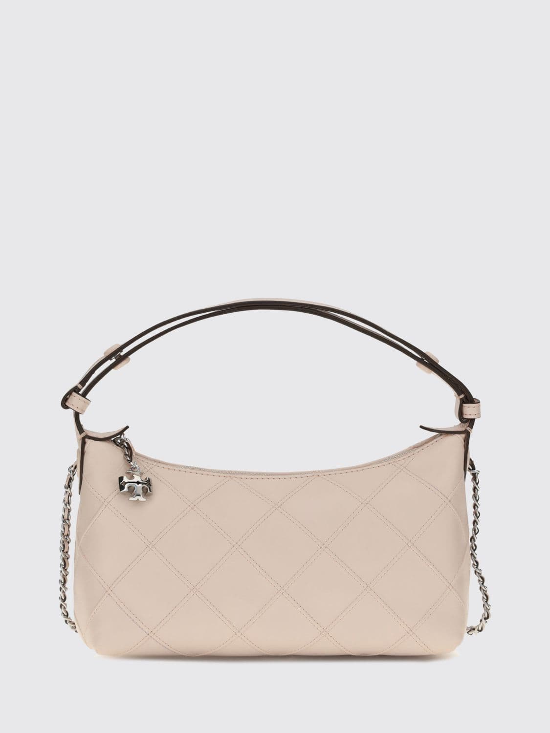 Tory Burch Fleming Quilted Smooth Leather Mini Shoulder Bag with Logo