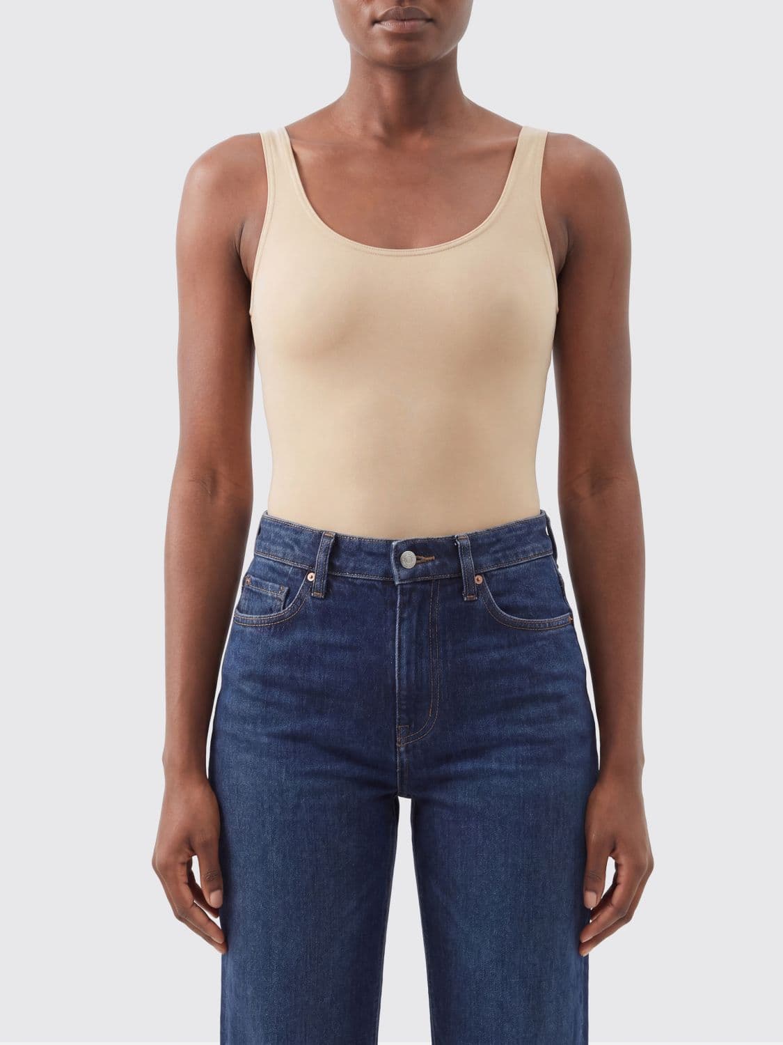 Wolford Sleeveless Jamaika Body Top in Stretch Cotton Blend Slim Fit · L