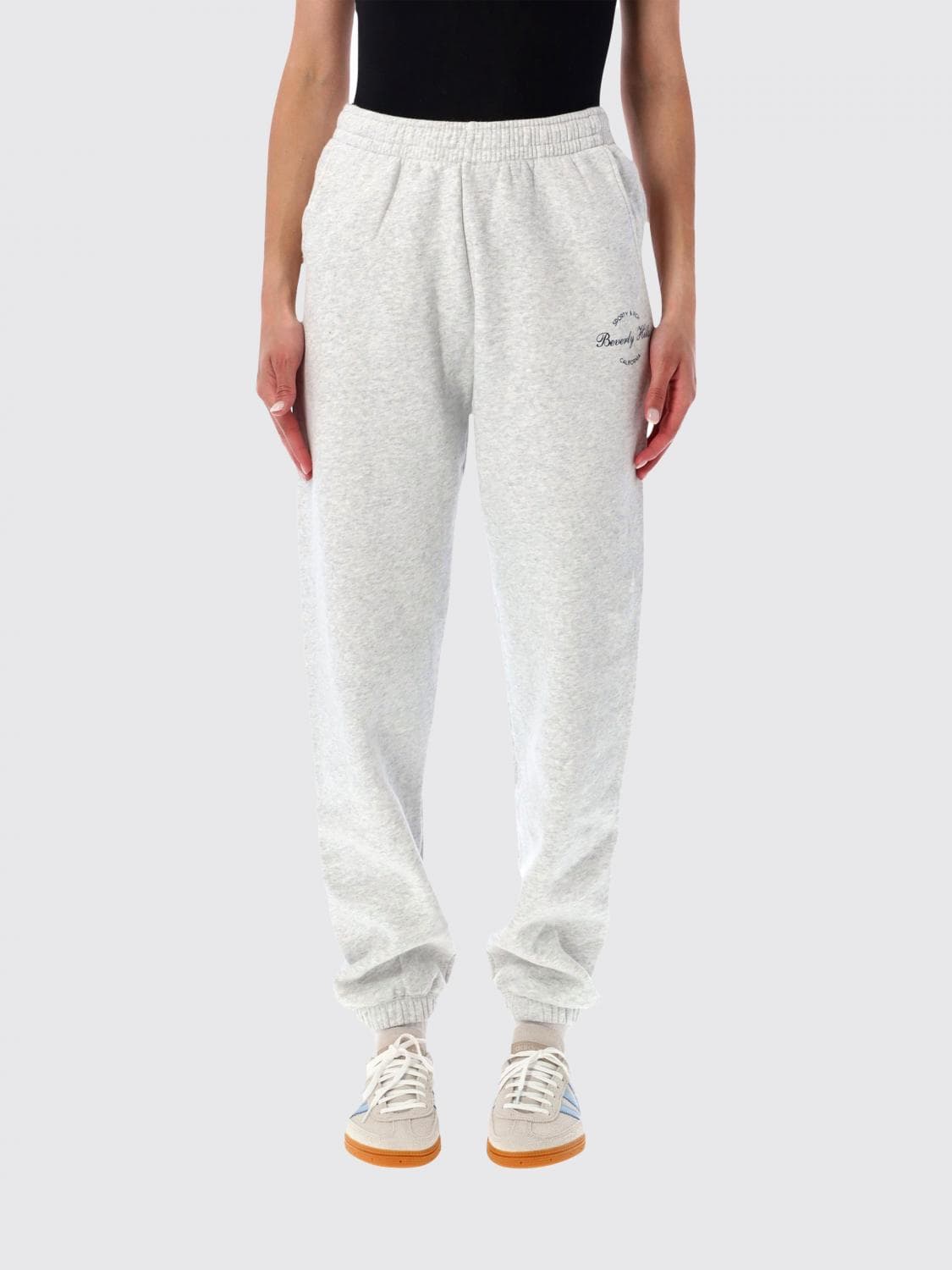 Sporty & Rich High-Waisted Slim-Fit Cotton Jogging Trousers with Logo · L