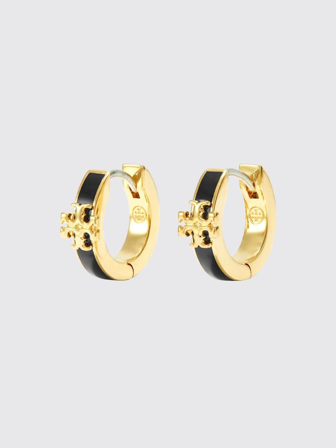 Tory Burch Icon Enamelled Brass Hoop Earrings with Double T Logo