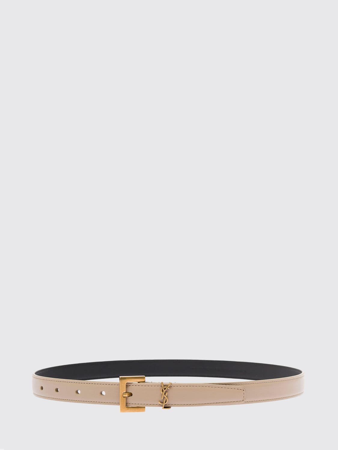 Saint Laurent Cassandre Calfskin Leather Belt with YSL Monogram Buckle