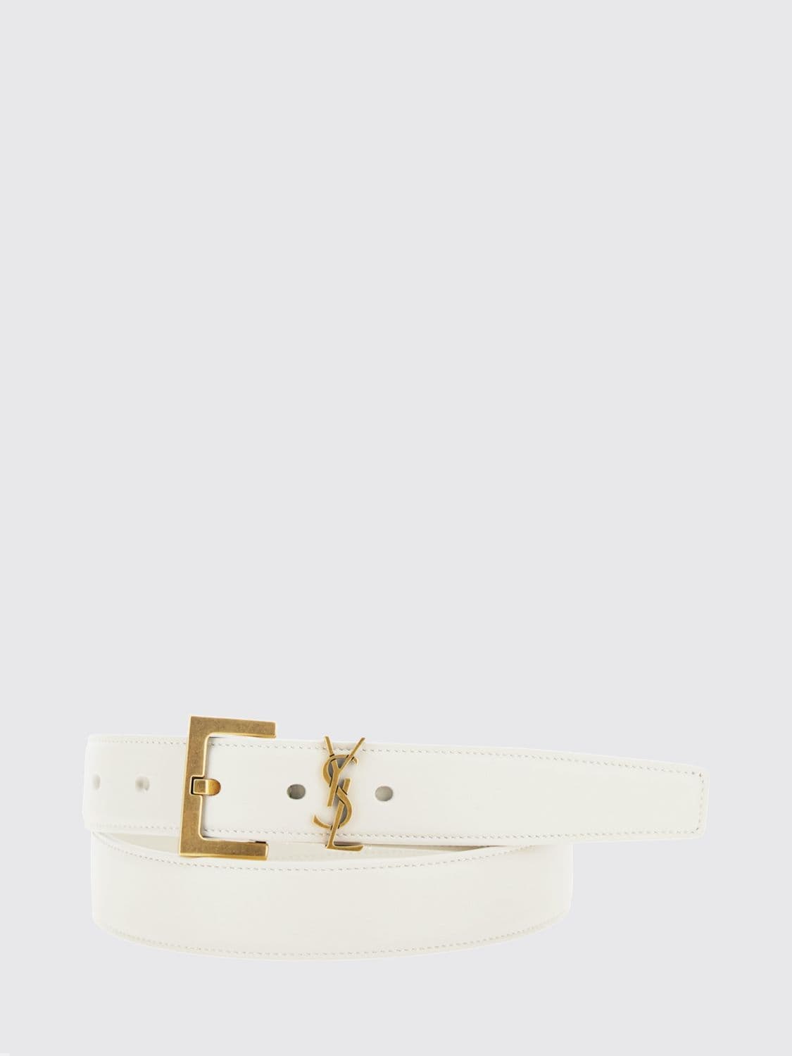 Saint Laurent Cassandre 3 cm Calfskin Leather Belt with YSL Monogram