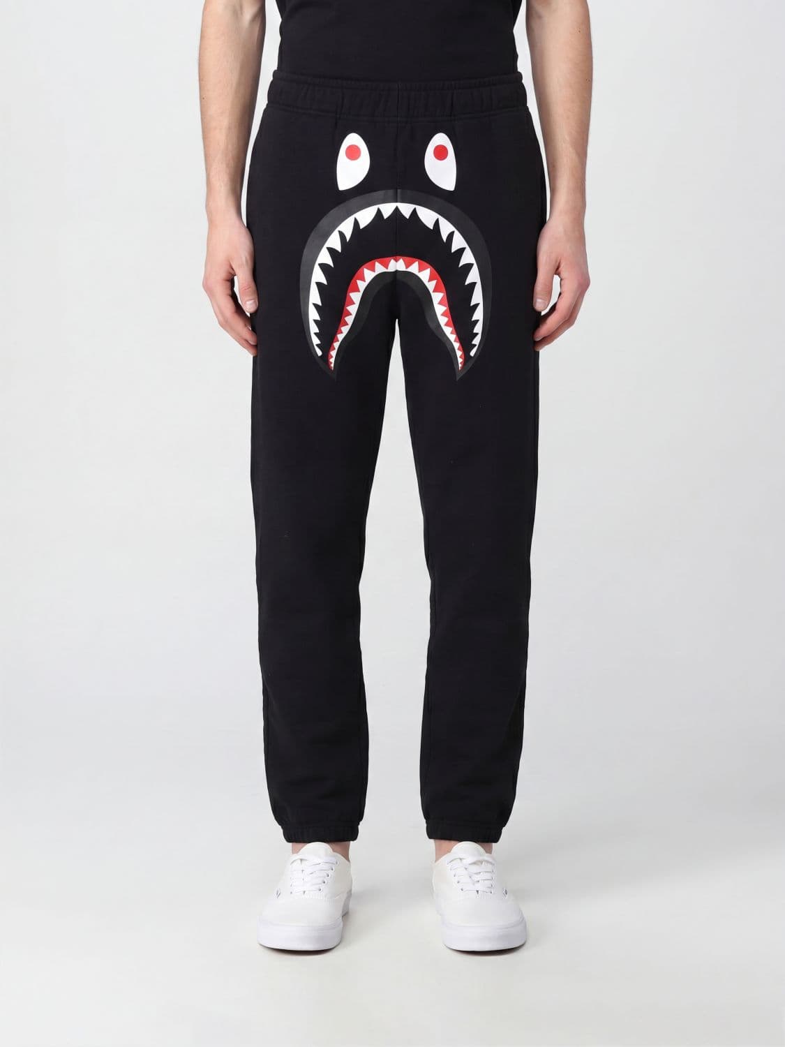 Bape Cotton Jogging Pants with Contrast Logo and Elastic Waist