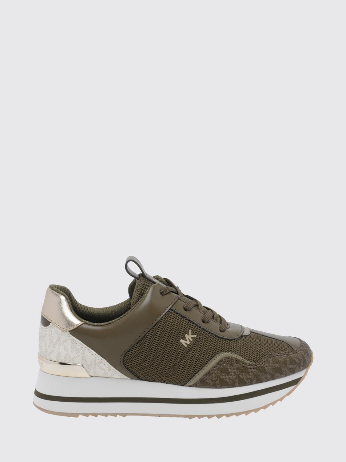 Michael Kors Raina Platform Sneakers in Monogram Canvas and Mesh with Platform Sole