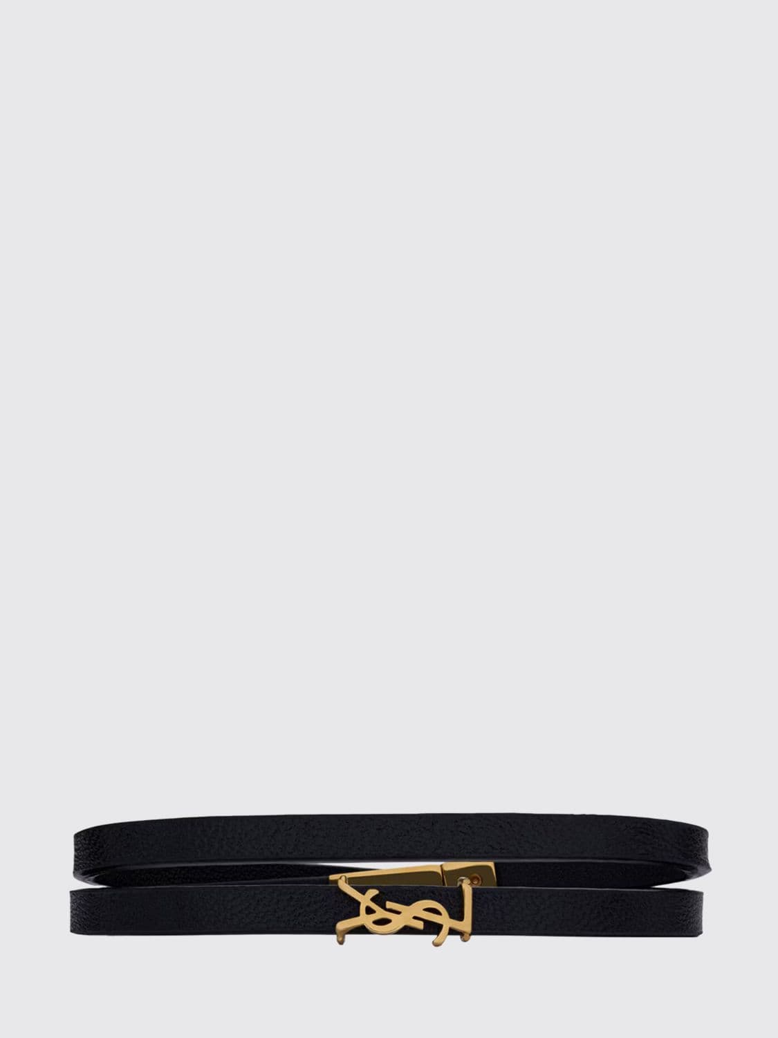 Saint Laurent Leather Bracelet with Logo Detail · L