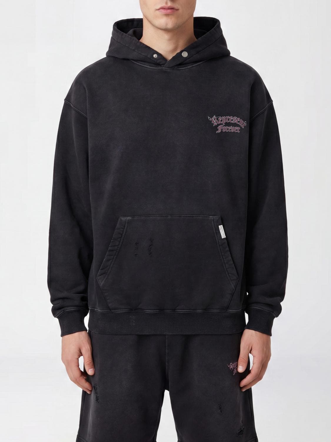 Represent Cotton Hoodie with Back Logo and Kangaroo Pocket