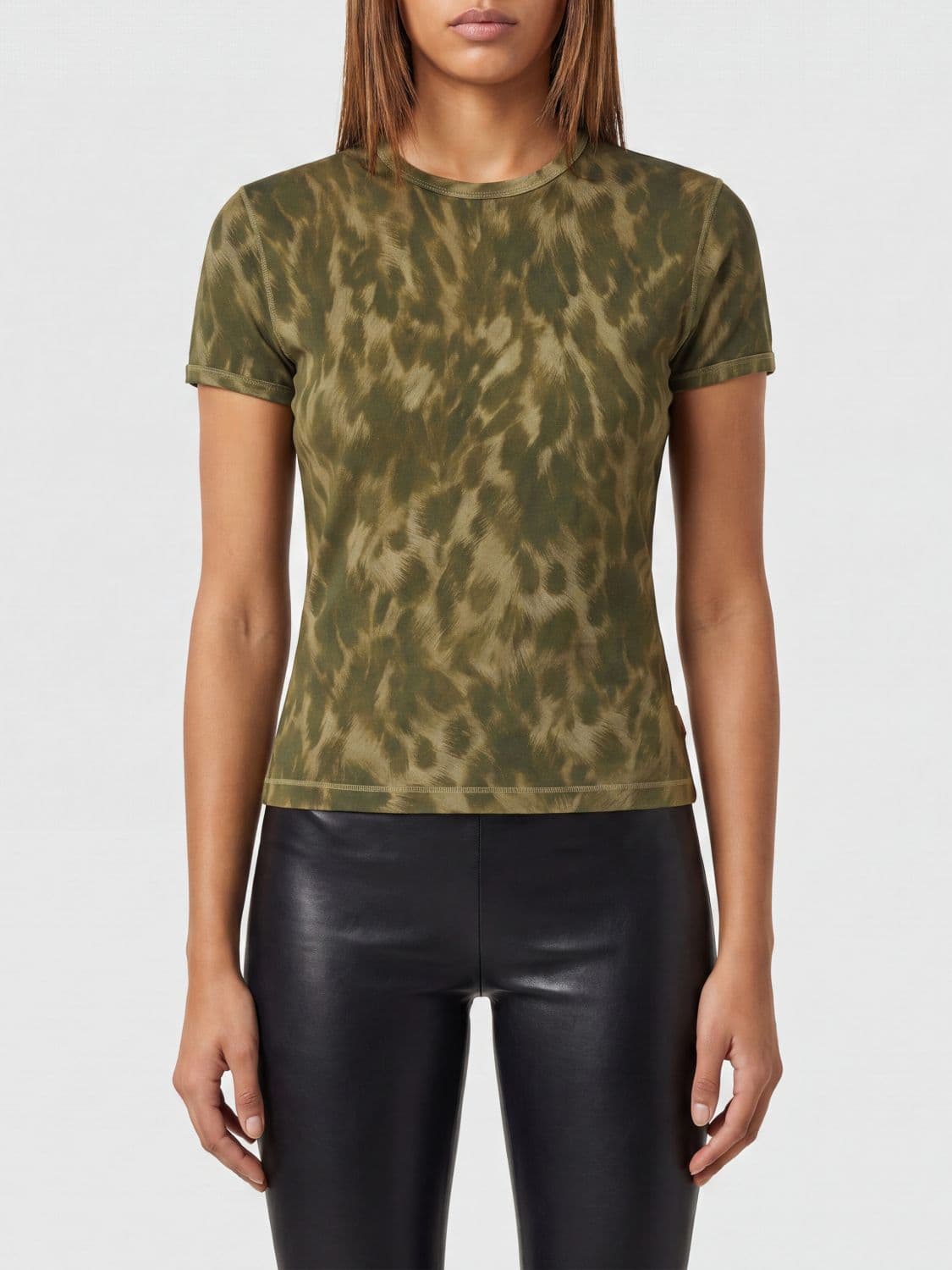 Diesel Animal Print Slim Fit Stretch Cotton T-Shirt with Crew Neck · XS