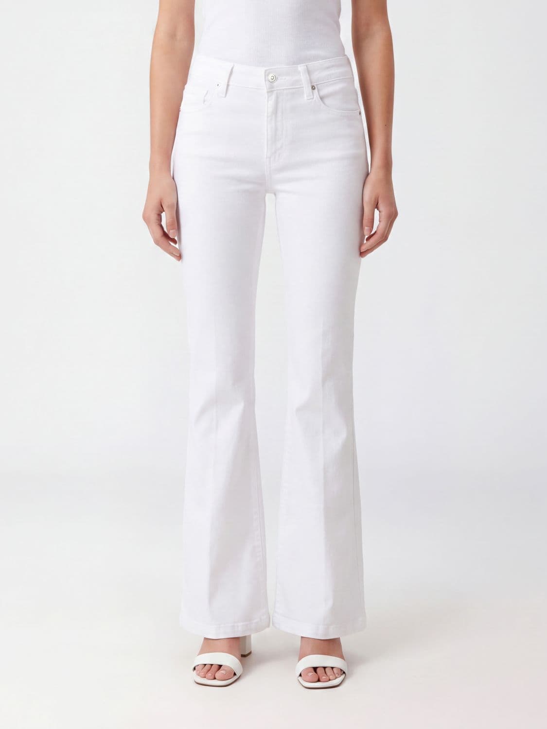 Paige High-Waisted Flared Jeans in Cotton Denim