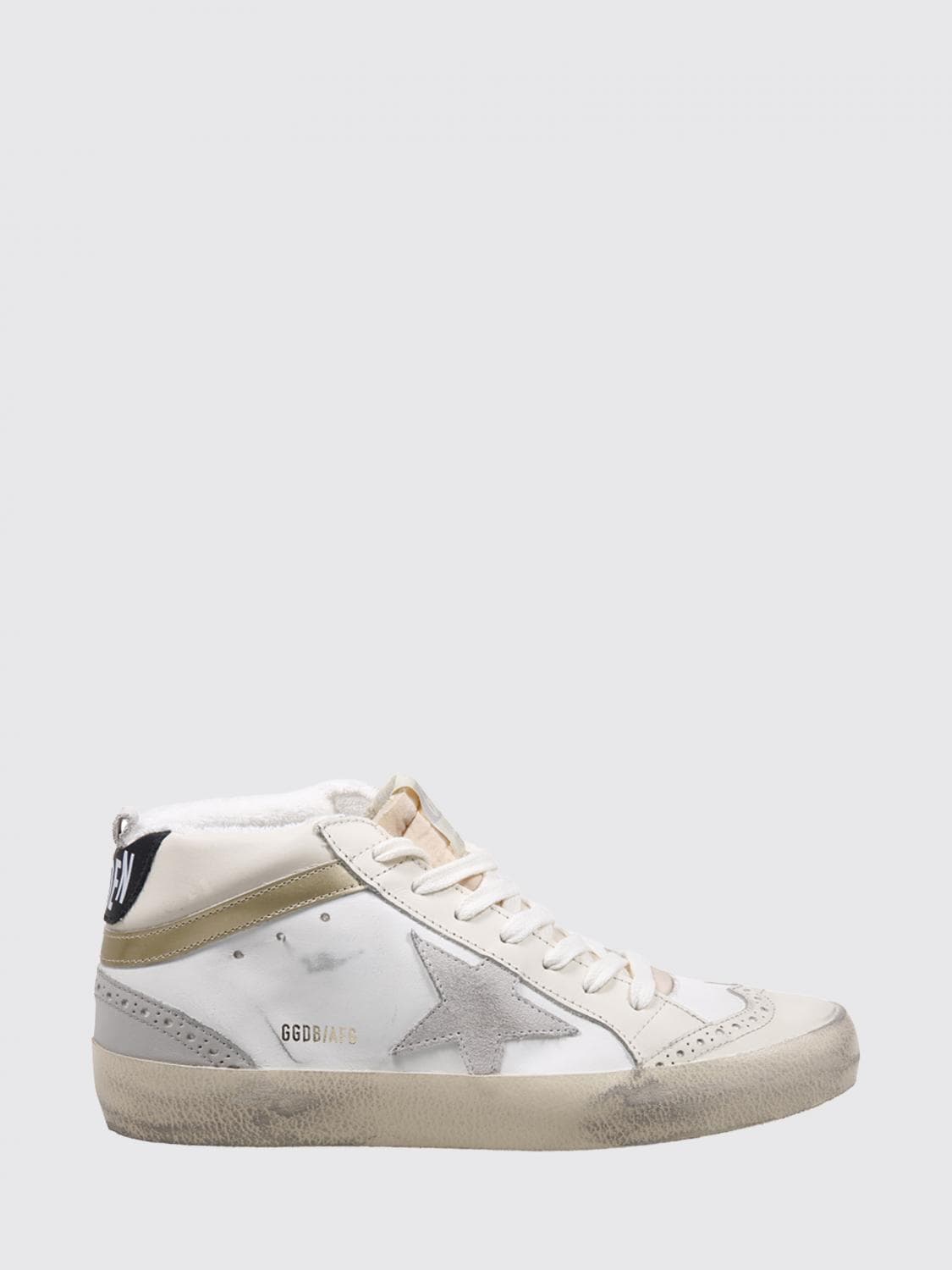 Golden Goose Mid-Star Leather and Suede Sneakers with Distressed Effect