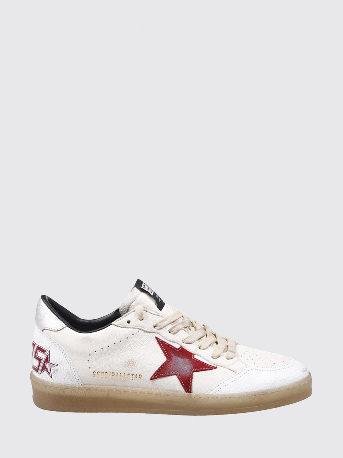 Golden Goose Ball Star Low-Top Nappa and Crackle Leather Sneakers with Distressed Effect