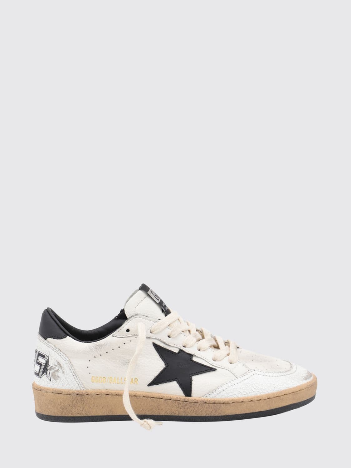 Golden Goose Ball Star Crackle Leather Low-Top Sneakers with Distressed Effect