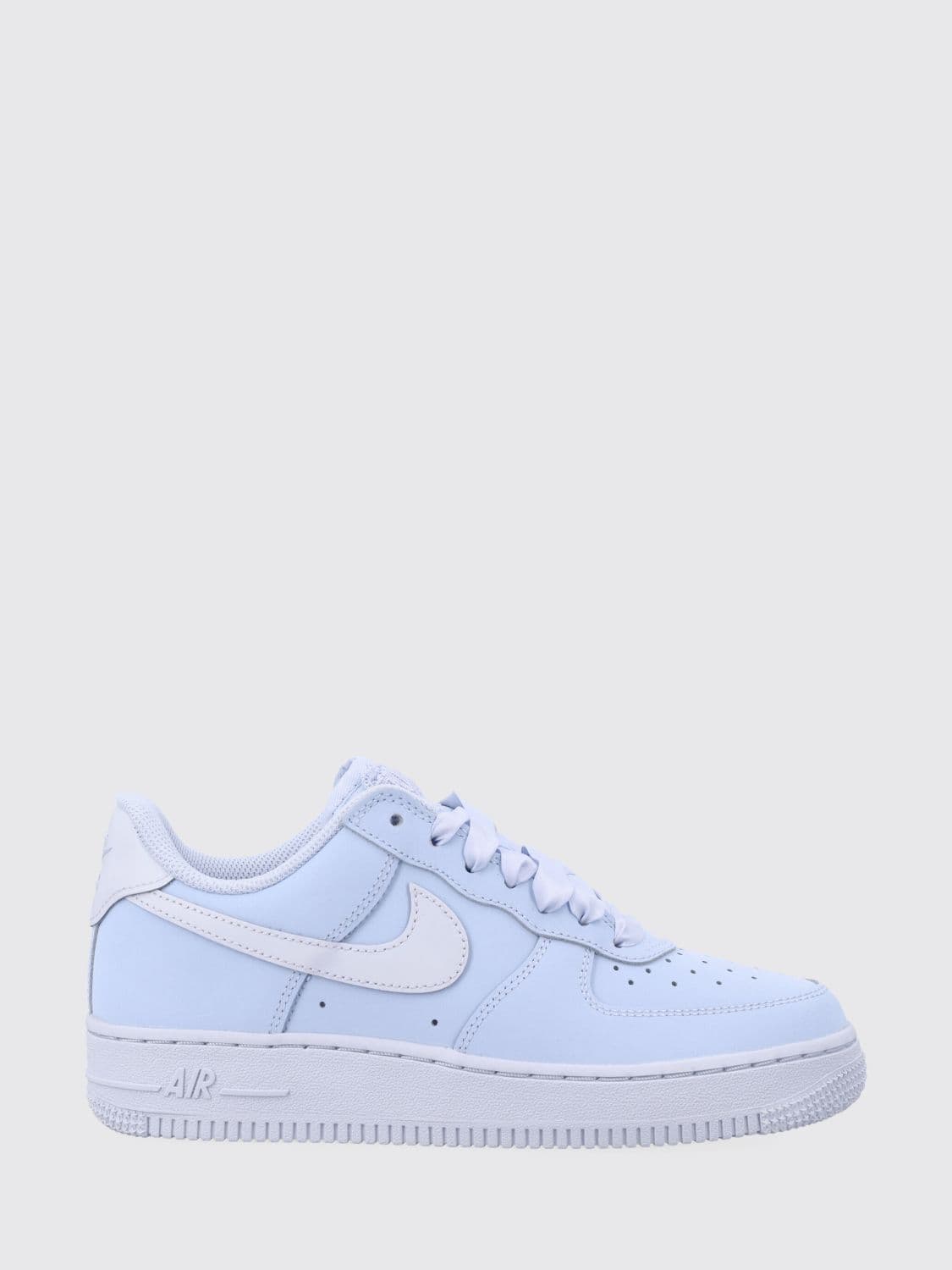 Nike Air Force 1 Smooth Leather Trainers with Perforated Toe and Swoosh Logo