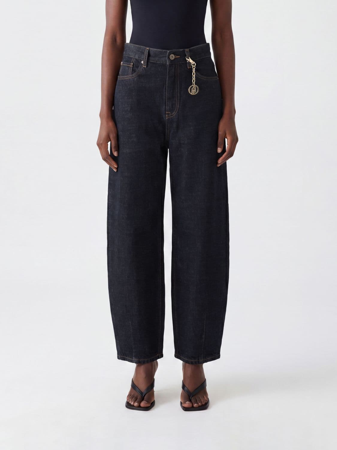Liu Jo High-Waisted Wide Leg Five-Pocket Jeans in Cotton Denim