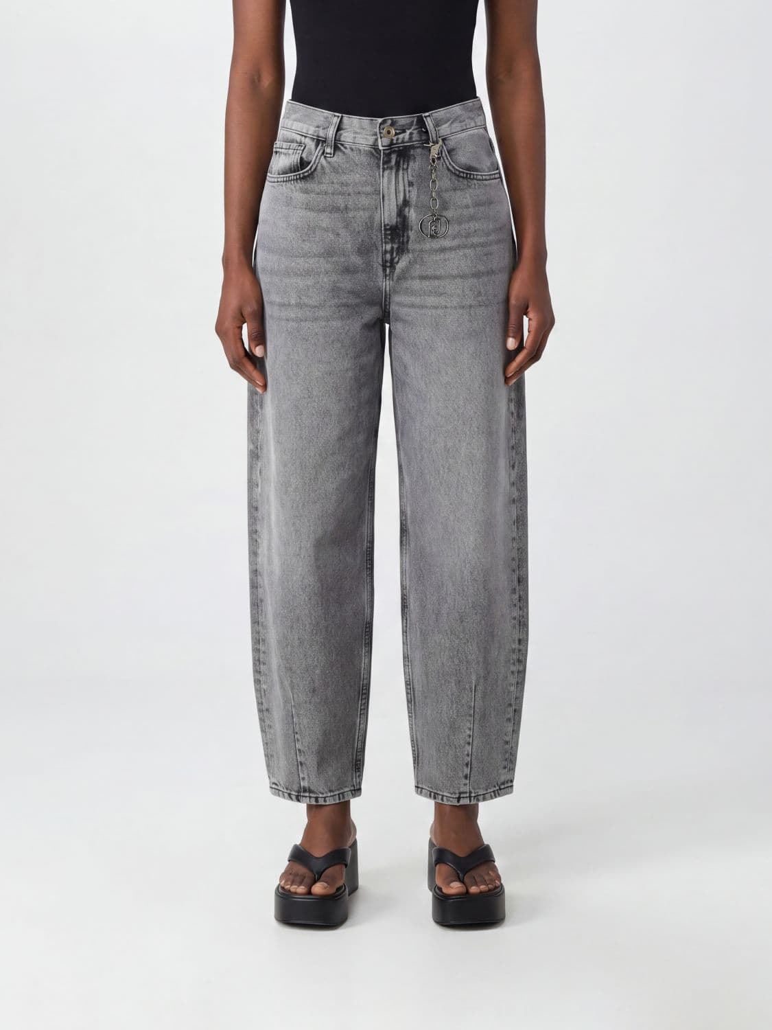 Liu Jo High-Waisted Wide Leg Five-Pocket Jeans in Cotton Denim