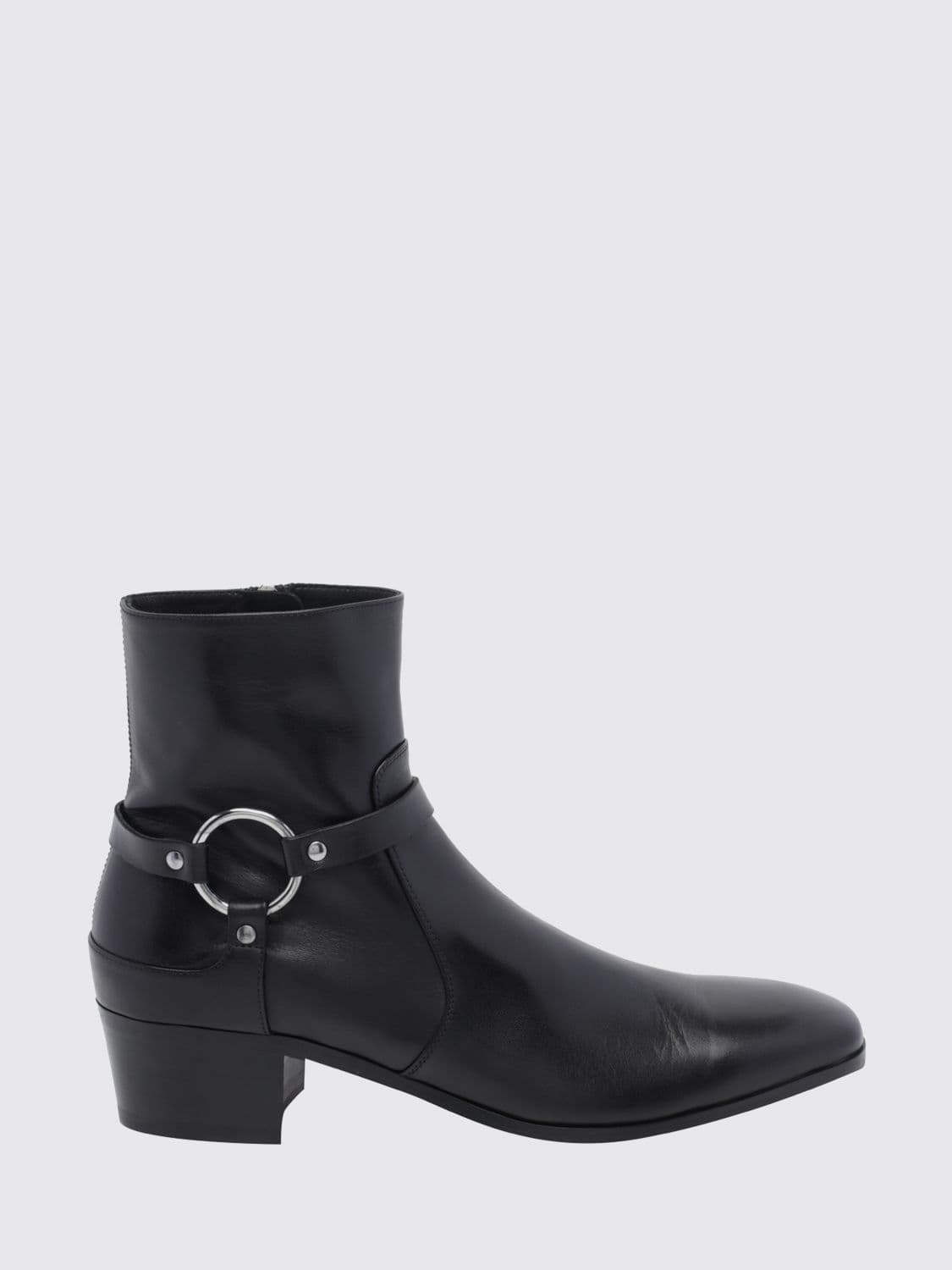 Tom Ford Clint Leather Western Ankle Boots with Square Toe and Metal Ring · 40