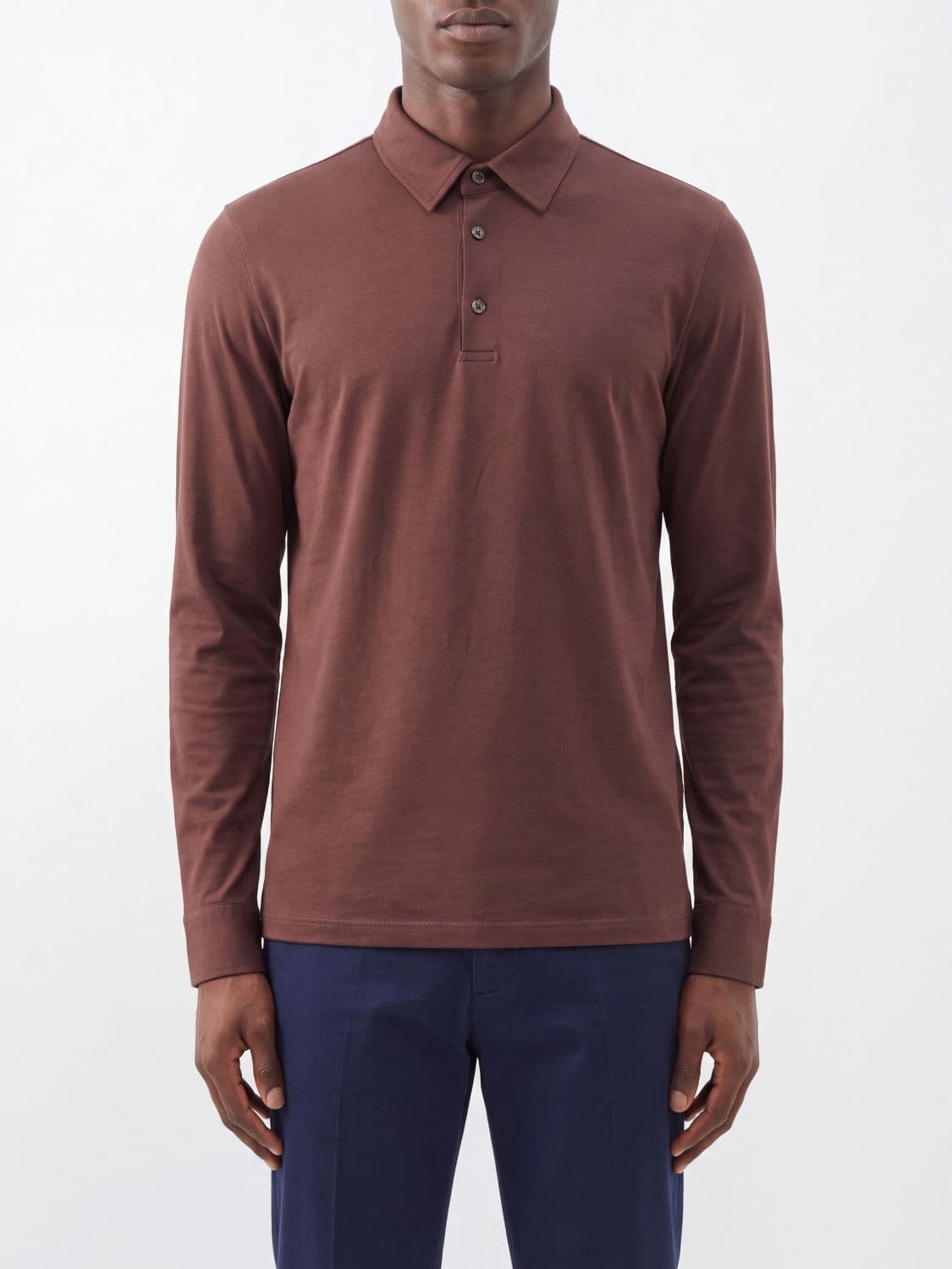 Zanone Long-Sleeved 100% Cotton Polo Shirt with Classic Collar