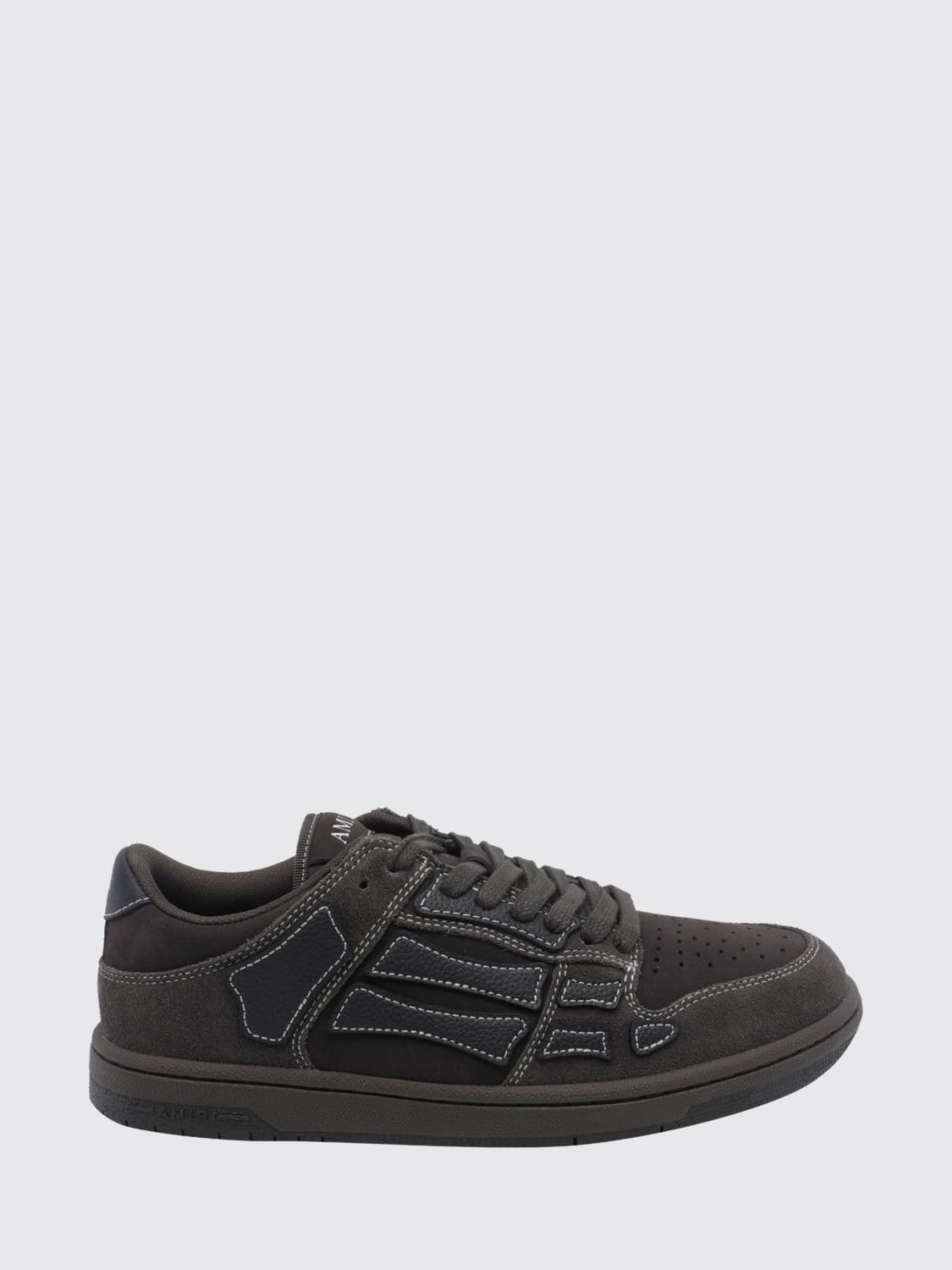 Amiri Skel Low-Top Calfskin Sneakers with Perforated Toe and Printed Logo
