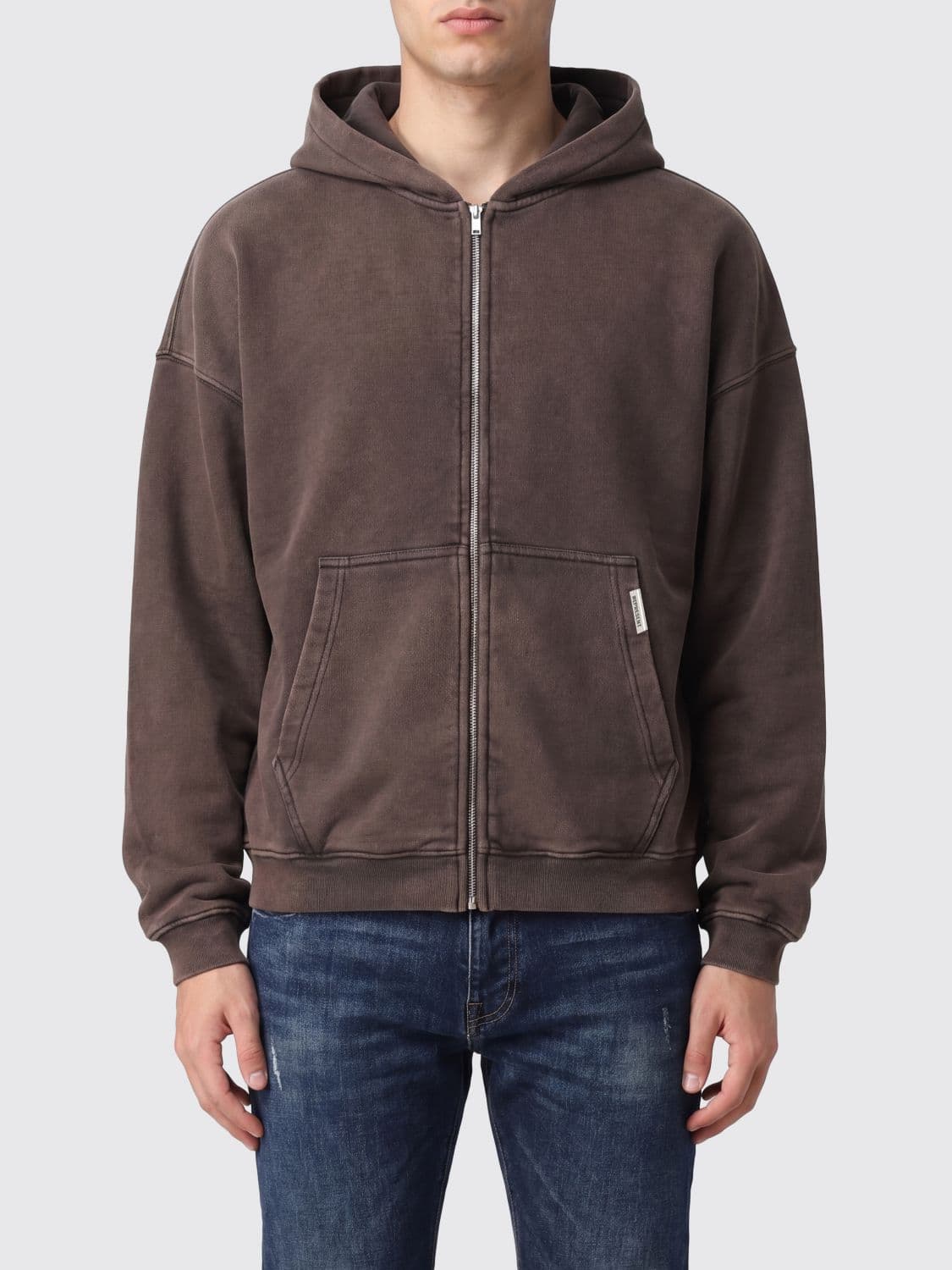 Represent Zip-Up Hoodie in Cotton with Pouch Pocket and Logo
