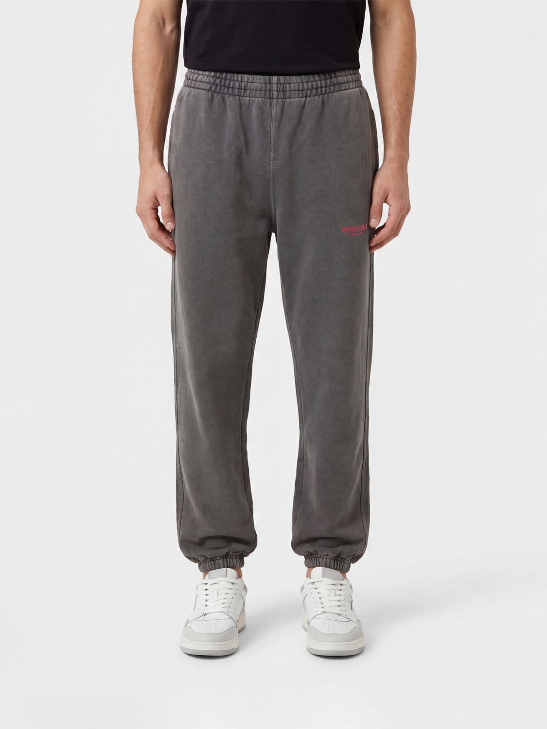 Represent Cotton Jogging Trousers with Drawstring Waist and Contrast Logo