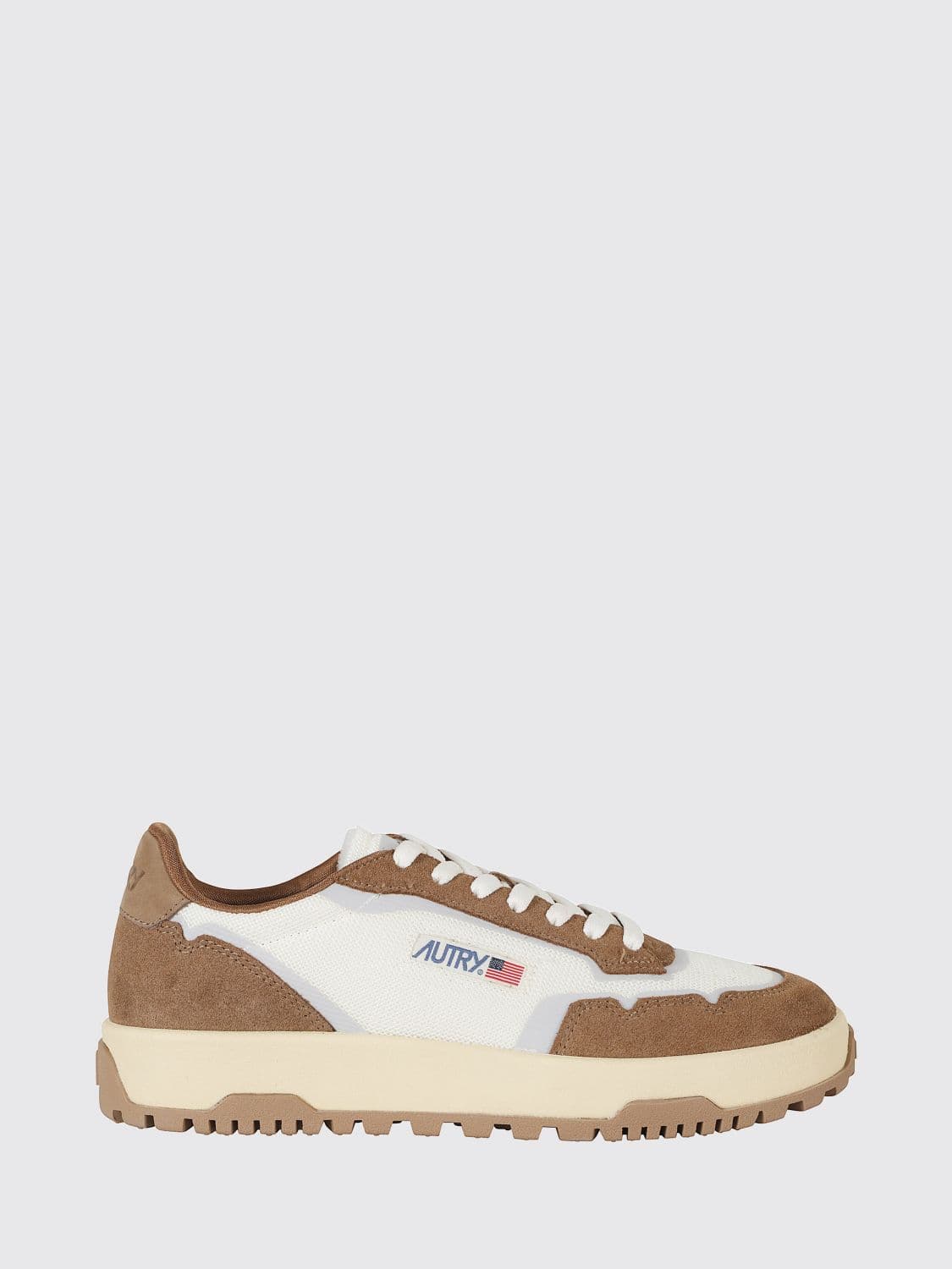 Autry Wildpace Low Leather and Mesh Sneakers with Contrast Logo and Serrated Sole