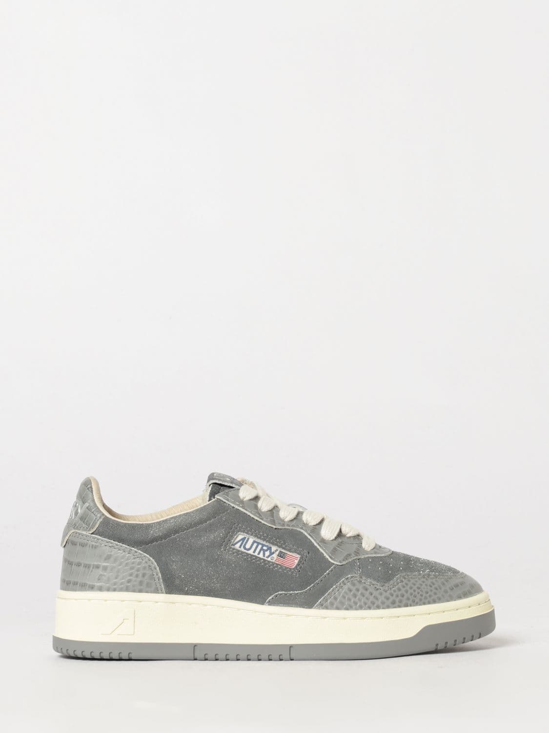 Autry Medalist Low Super Vintage Leather and Suede Sneakers with Worn Effect