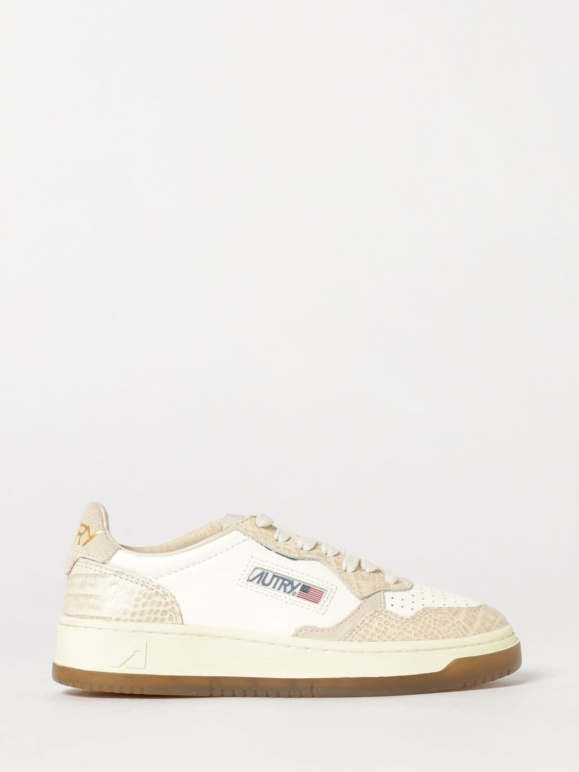Autry Medalist Low Super Vintage Leather and Suede Sneakers with Worn Effect