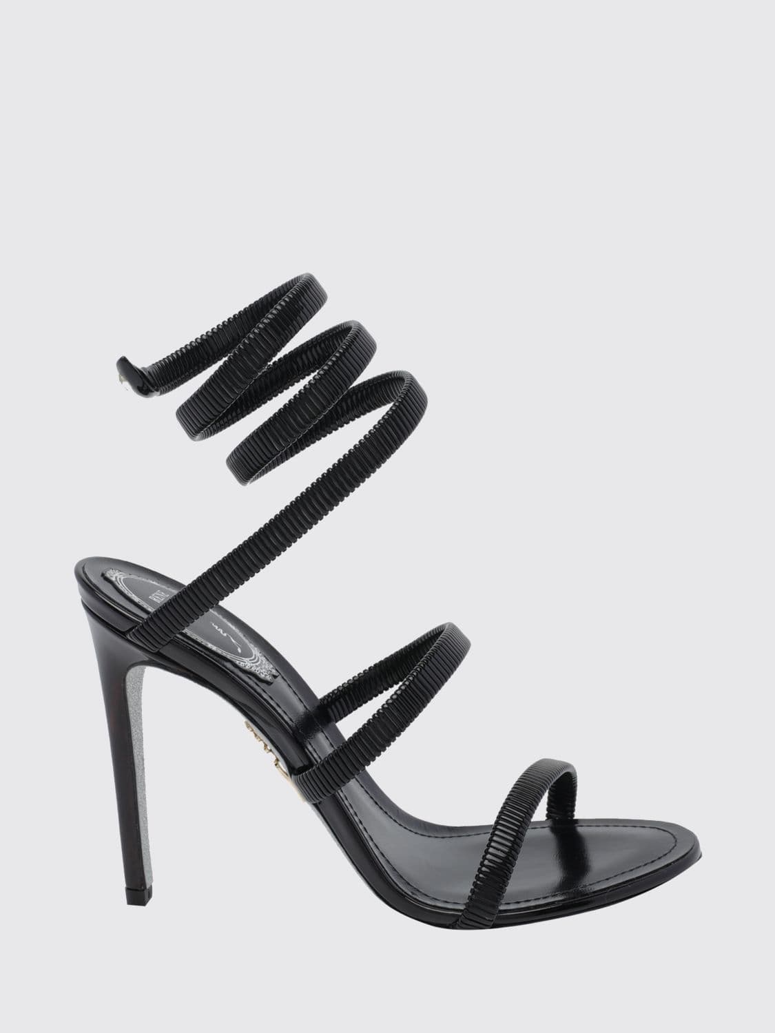Rene Caovilla Juniper Stiletto Sandals with Iconic Snake Strap