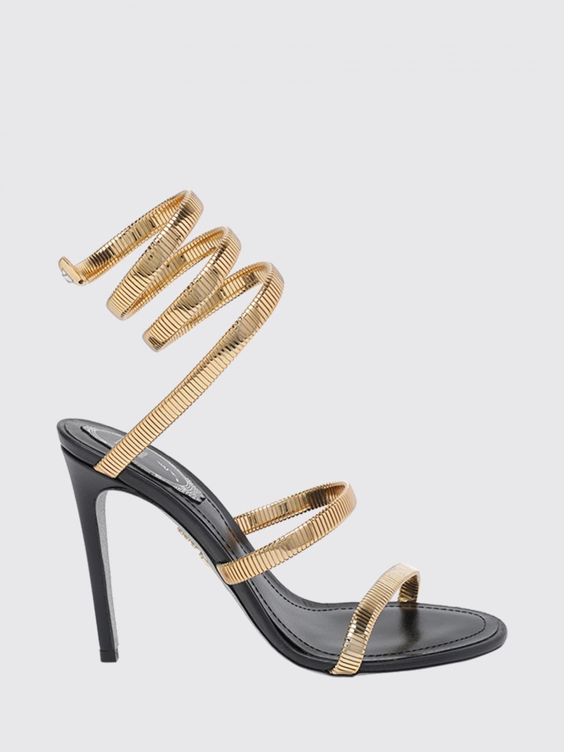 Rene Caovilla Juniper Stiletto Sandals with Iconic Snake Strap
